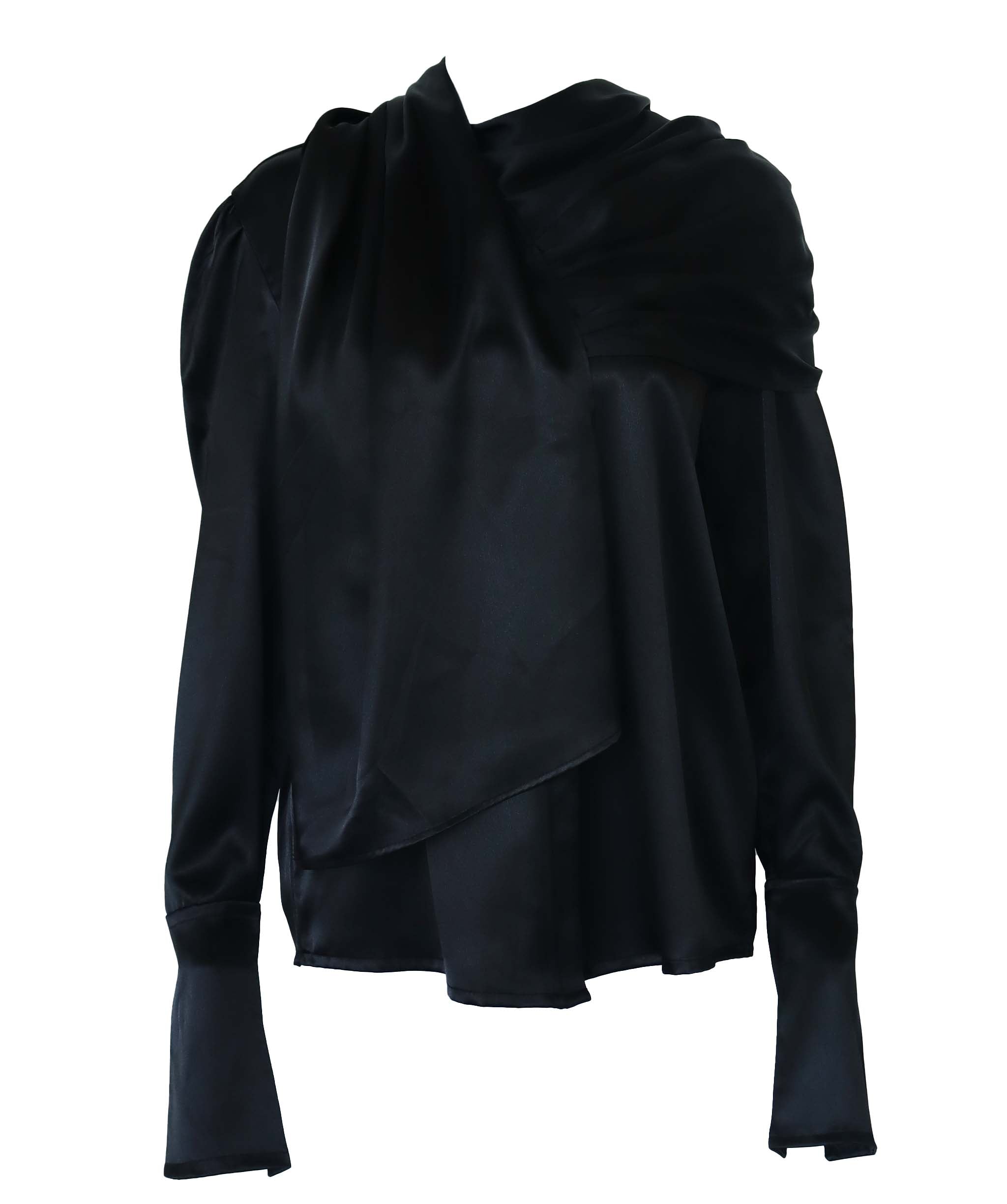 TIMELESS SCARF BLOUSE BLACK SIZE S/M ASC7104