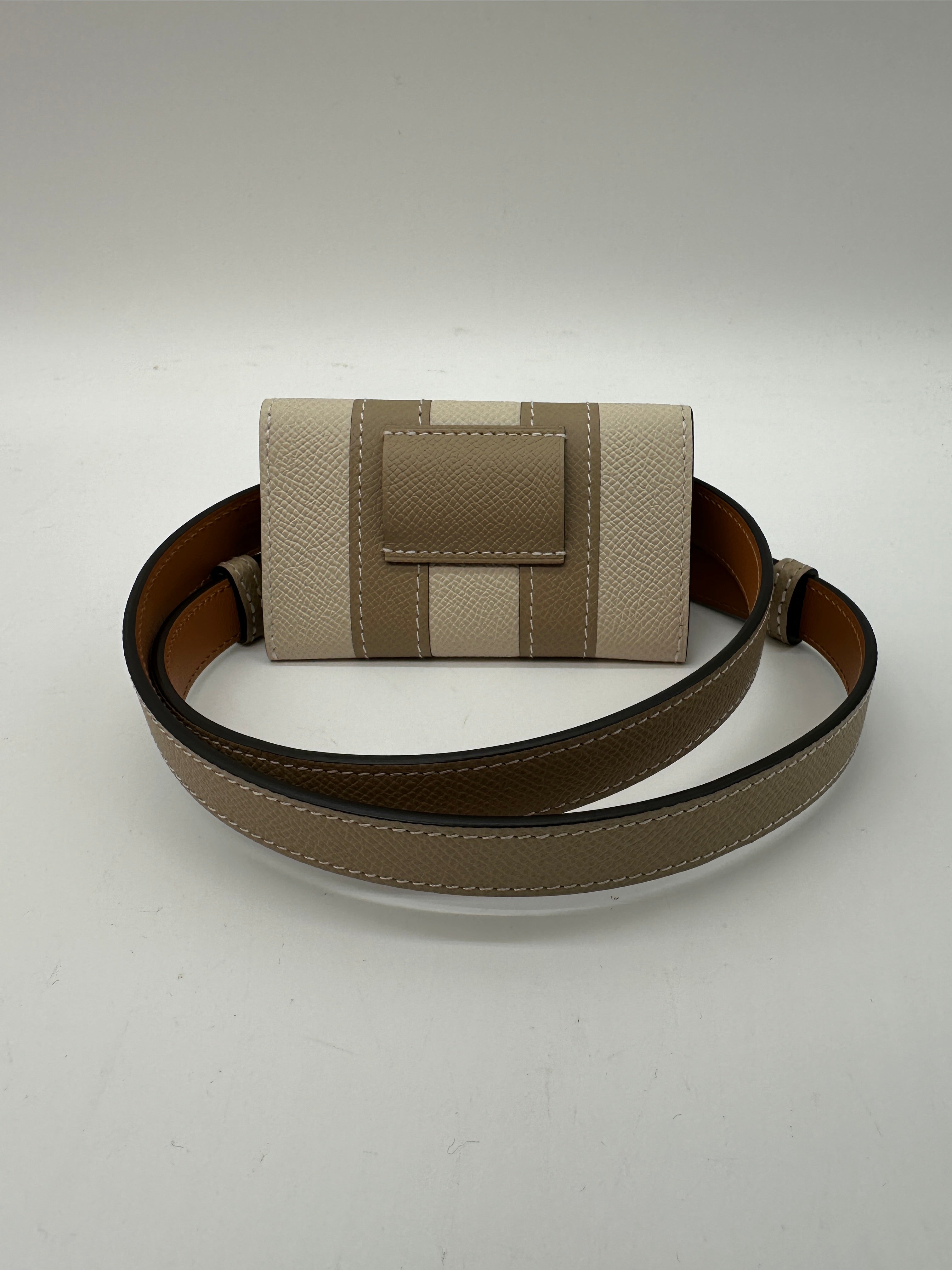 Hermès Kelly Pocket 18 Bayadere Belt Gris/Craie Epsom Leather