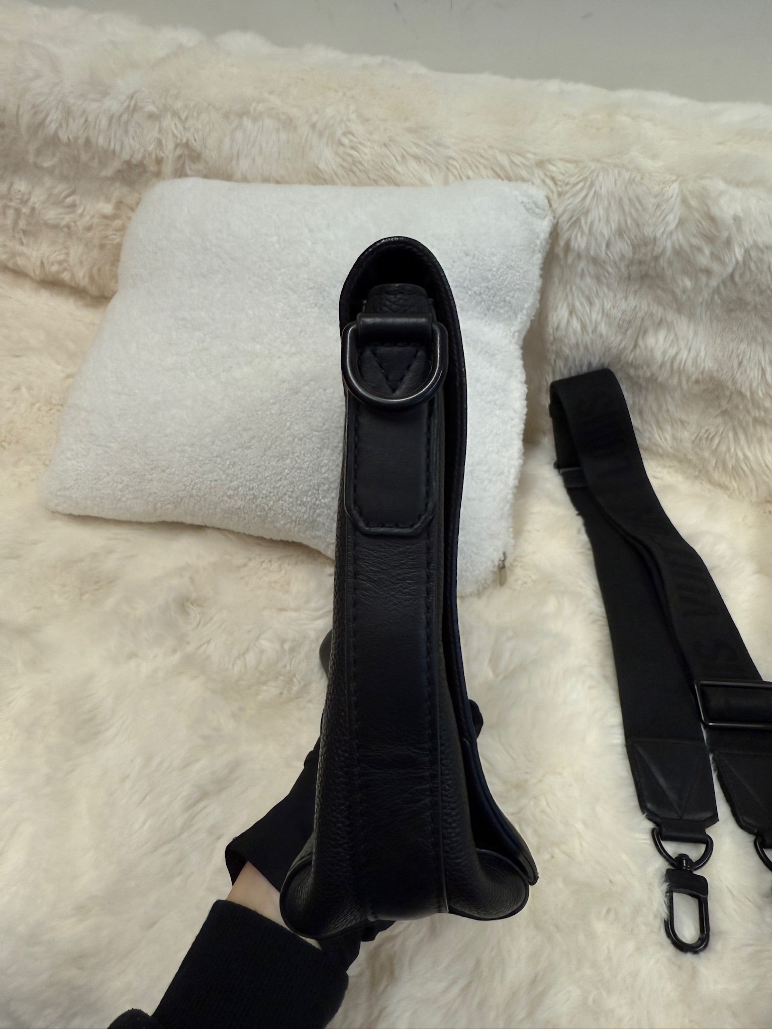 Louis Vuitton Black Leather Messenger Bag