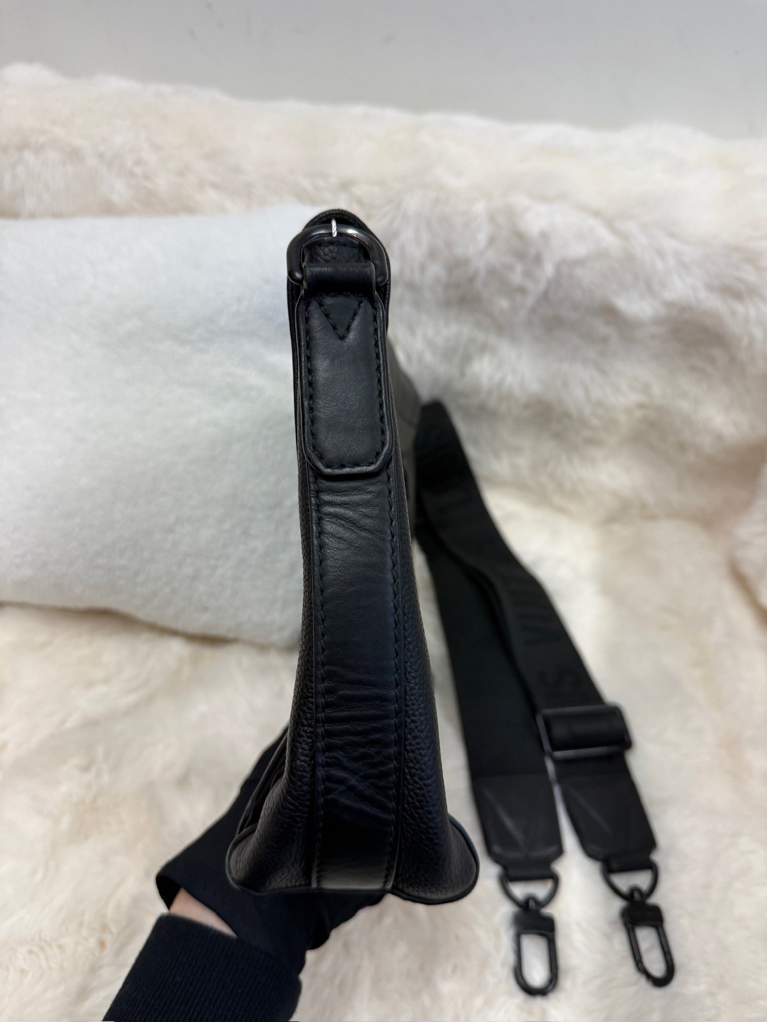 Louis Vuitton Black Leather Messenger Bag
