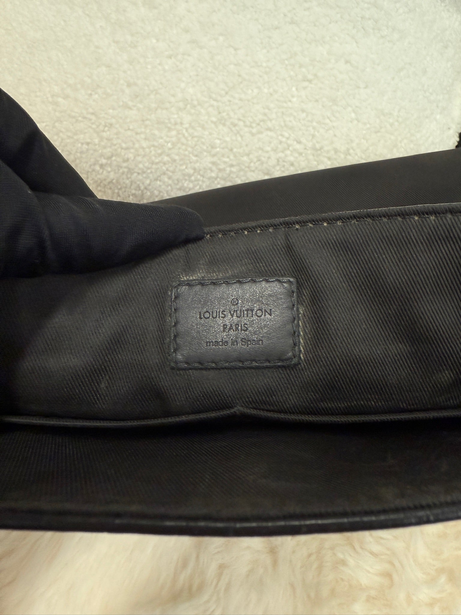 Louis Vuitton Black Leather Messenger Bag