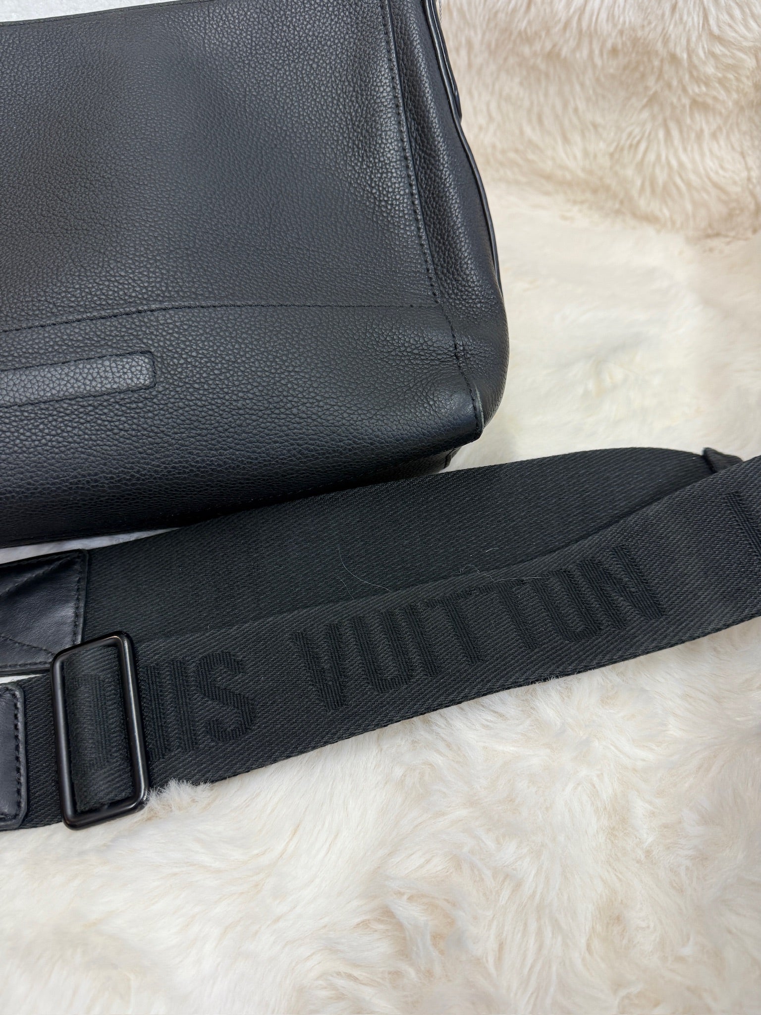 Louis Vuitton Black Leather Messenger Bag