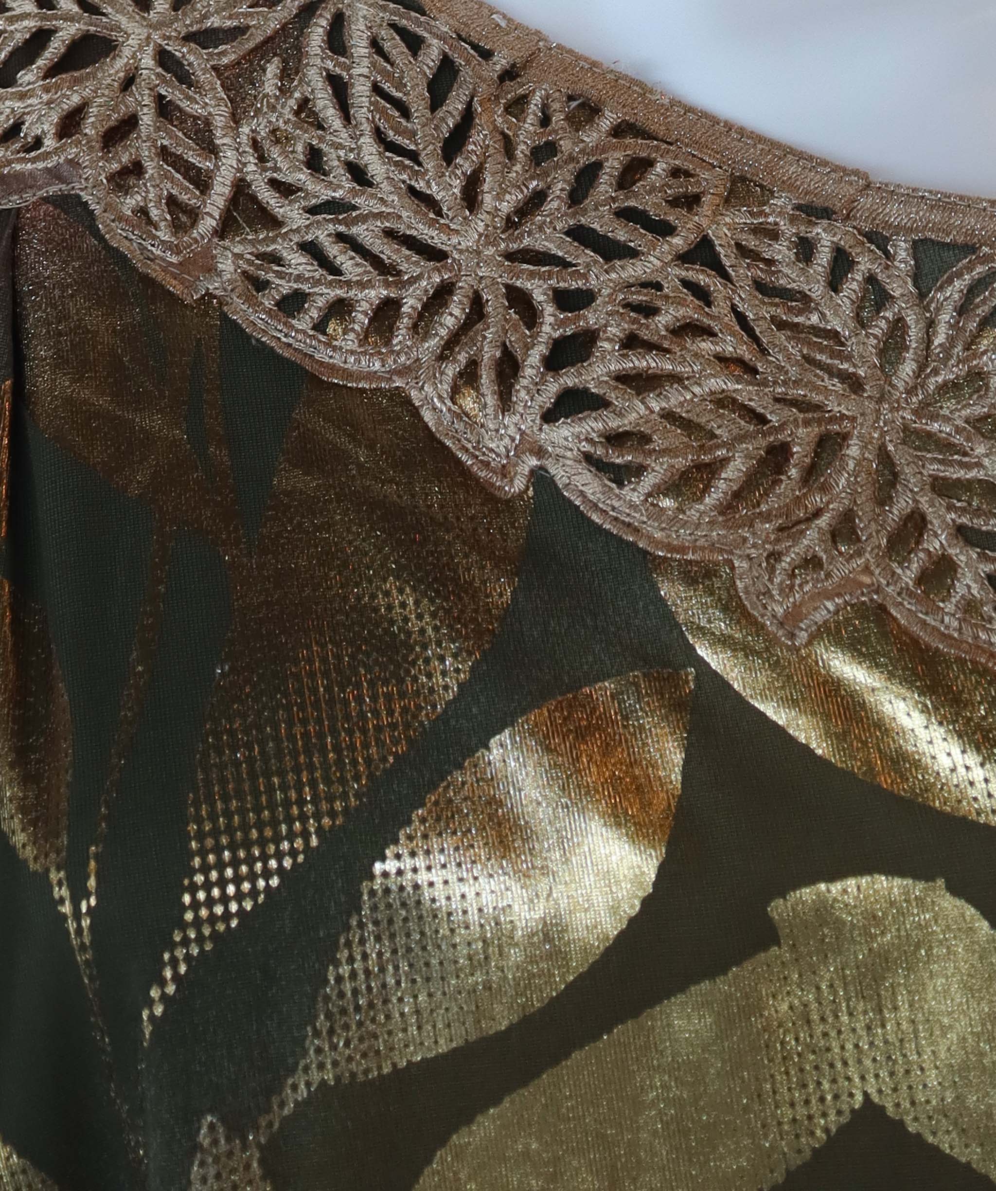 One shoulder tropical kaftan bronze S/M ASC7245