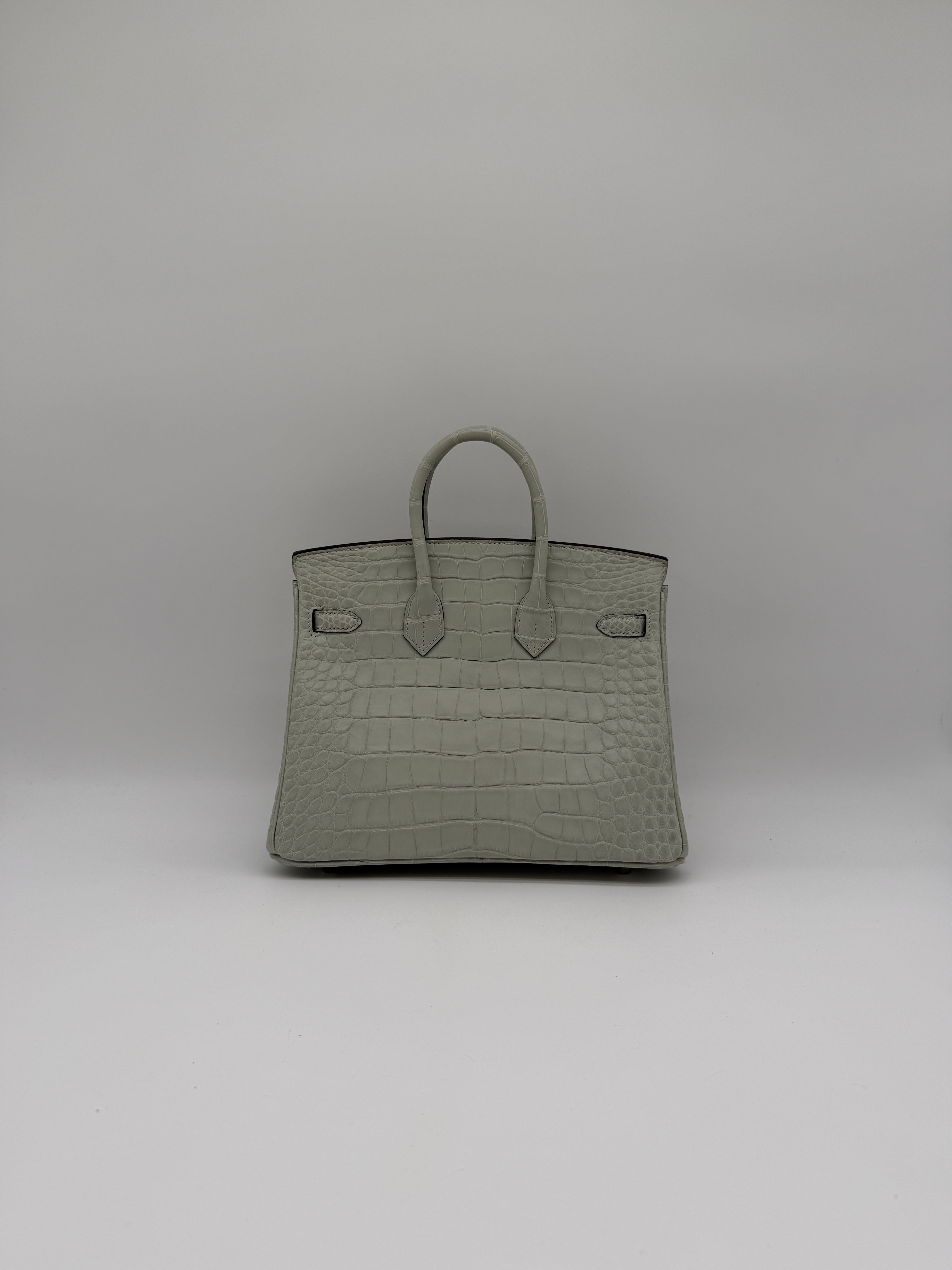 Hermès Birkin 25 Gris Neve Matt Alligator Palladium Hardware