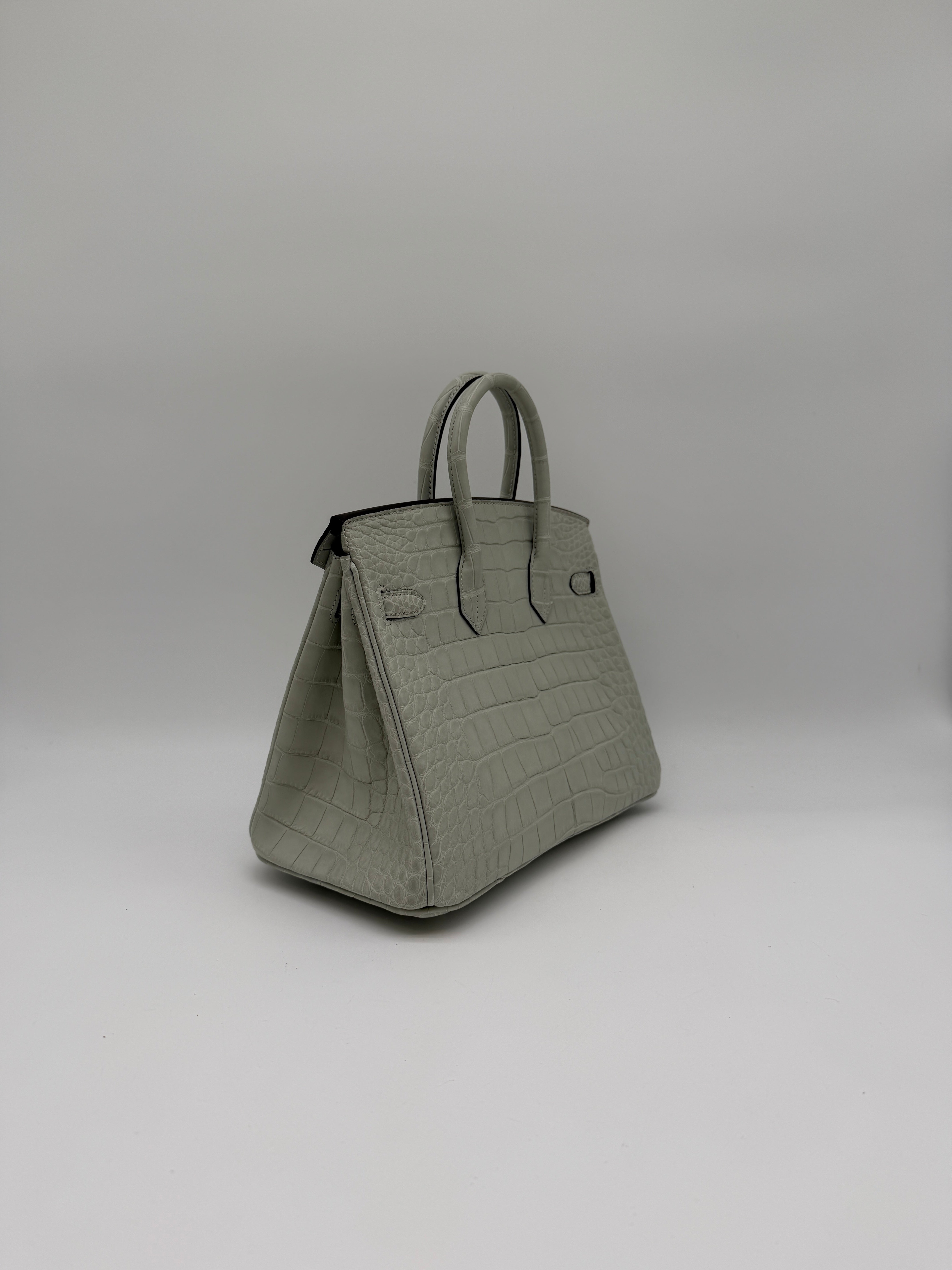 Hermès Birkin 25 Gris Neve Matt Alligator Palladium Hardware