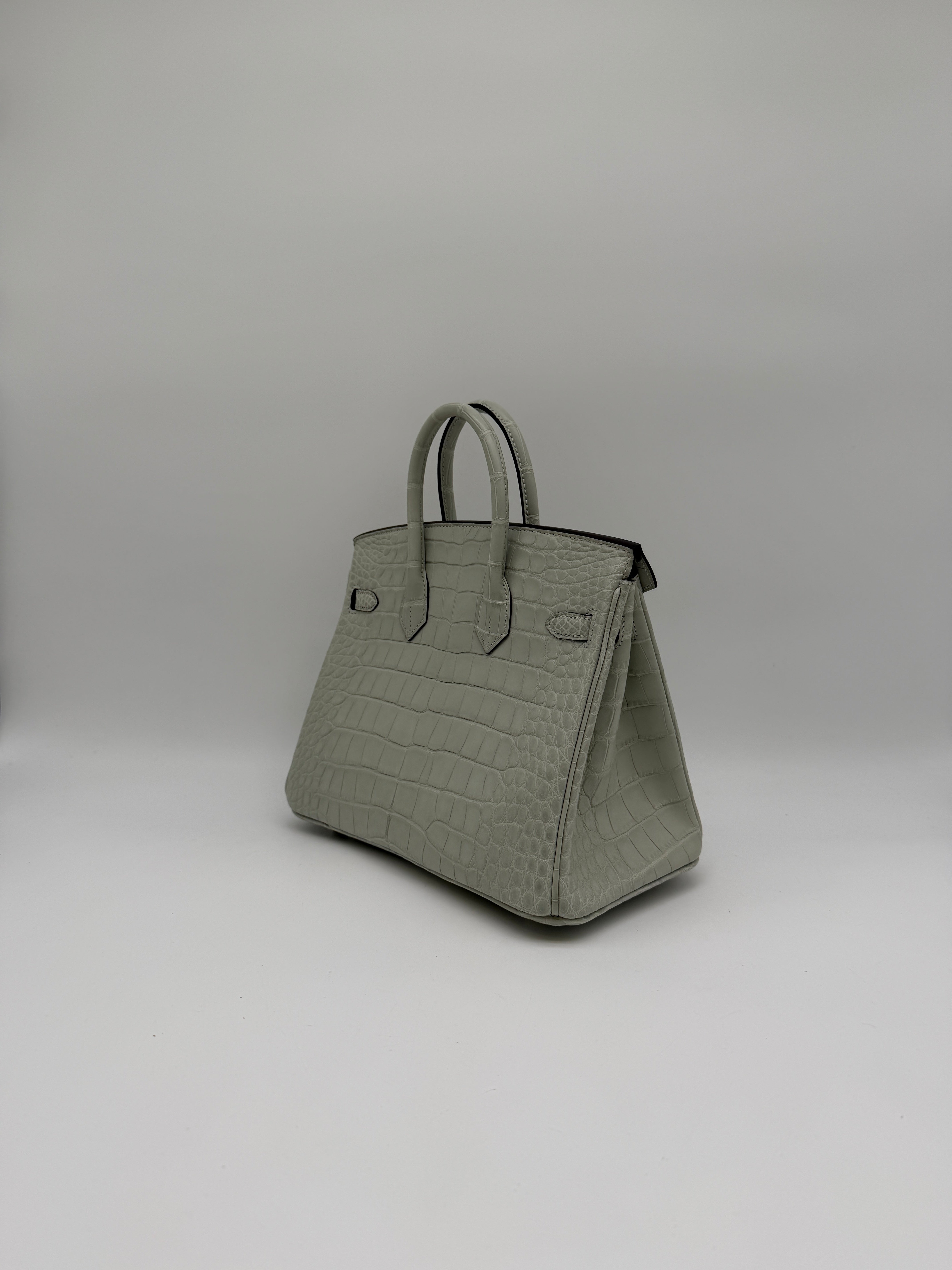 Hermès Birkin 25 Gris Neve Matt Alligator Palladium Hardware