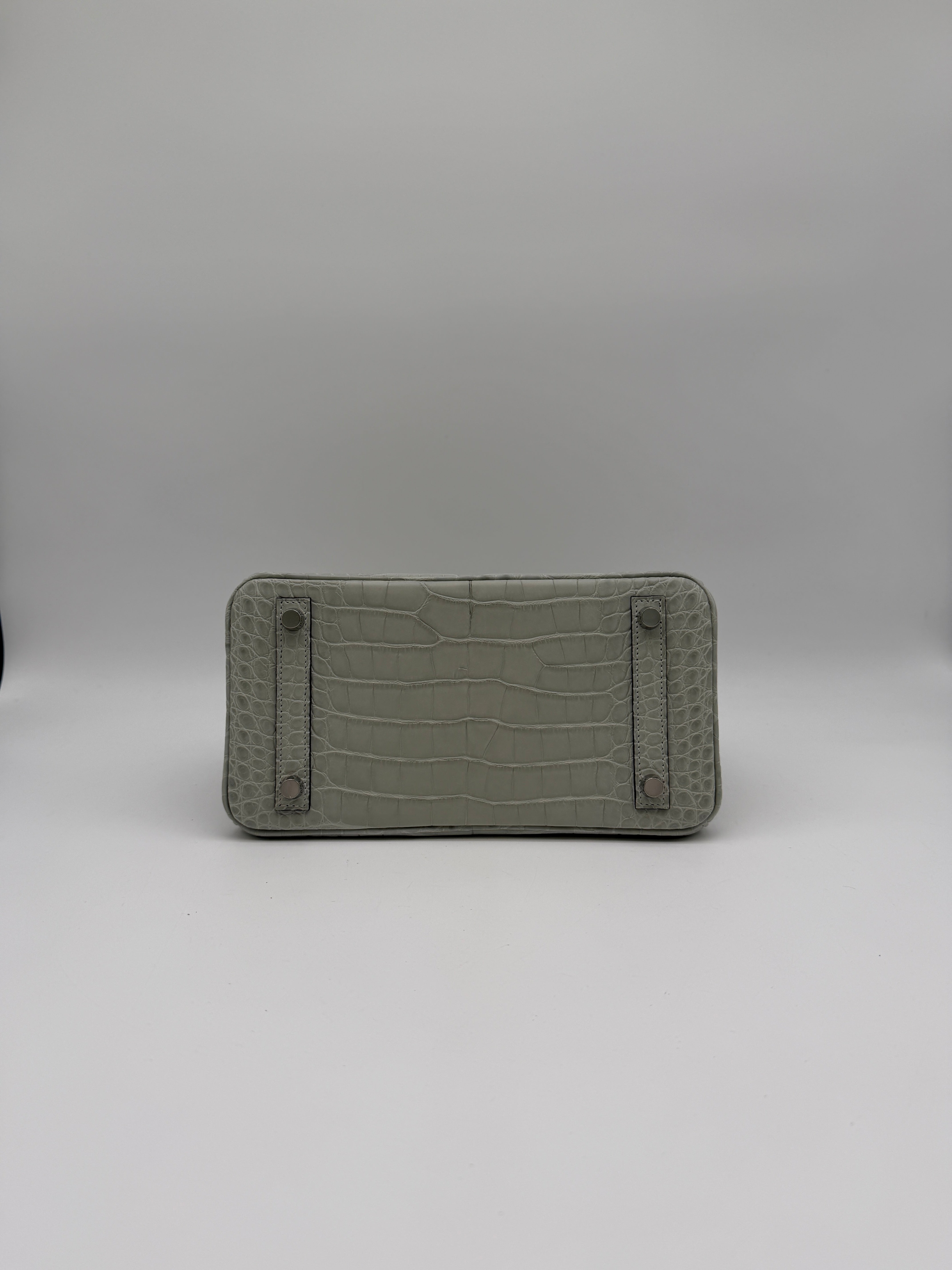 Hermès Birkin 25 Gris Neve Matt Alligator Palladium Hardware
