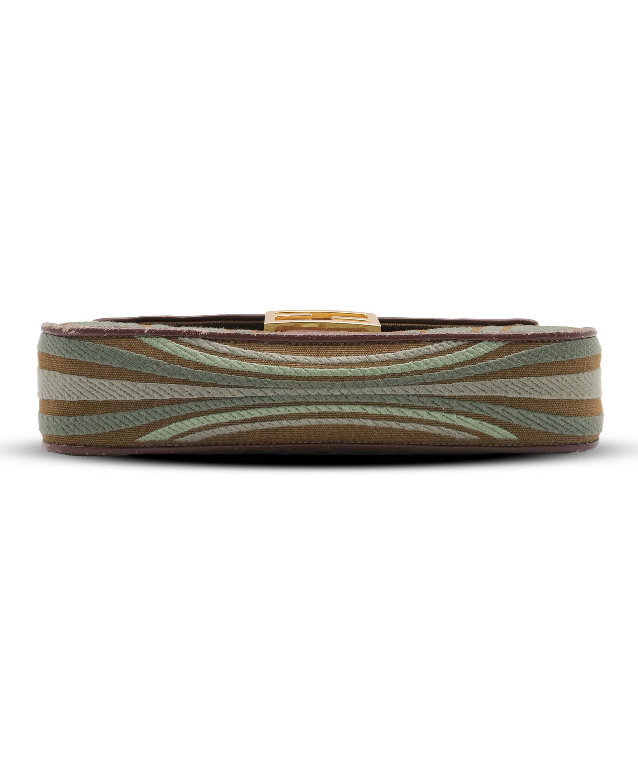 FENDI BICOLOR BAGUETTE BAG GREEN/BROWN ASC7283