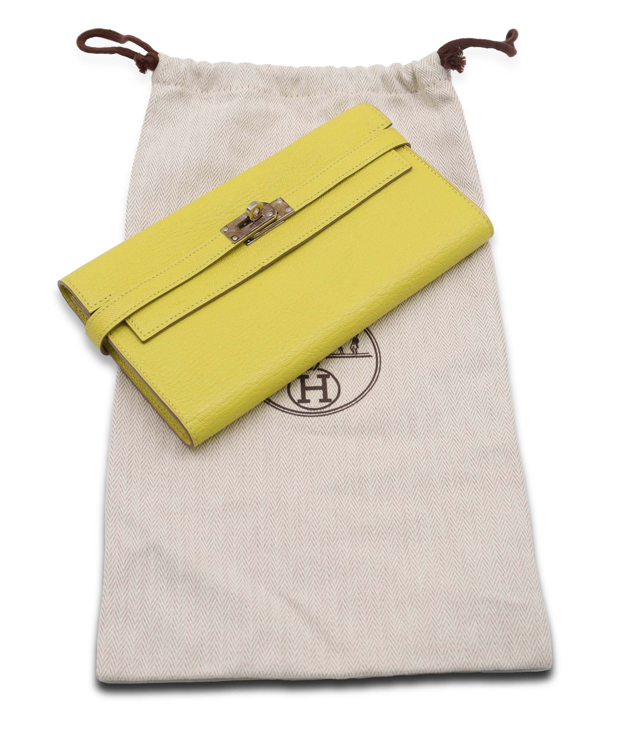 HERMES KELLY CLASSIQUE TO GO WALLET YELLOW ASC7291