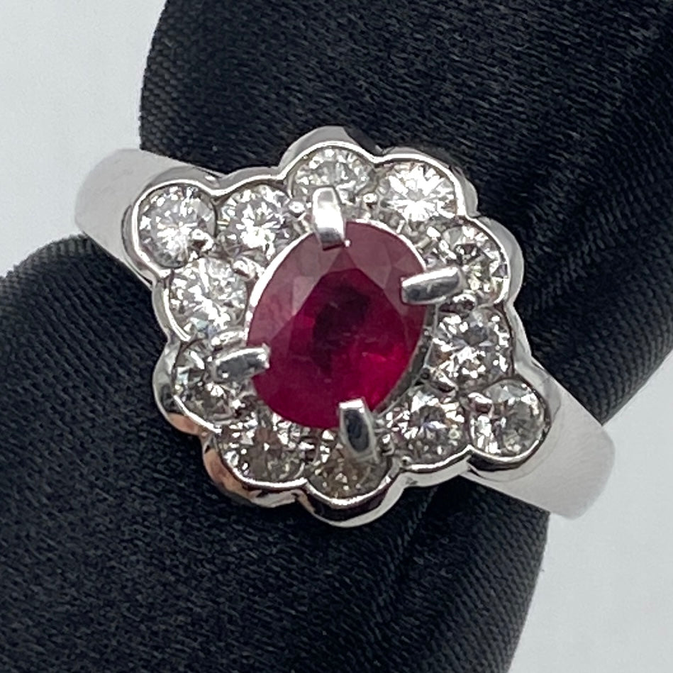 49481 Pt900 Ruby Ring R0.80 D0.54 5.1g GRJ US5