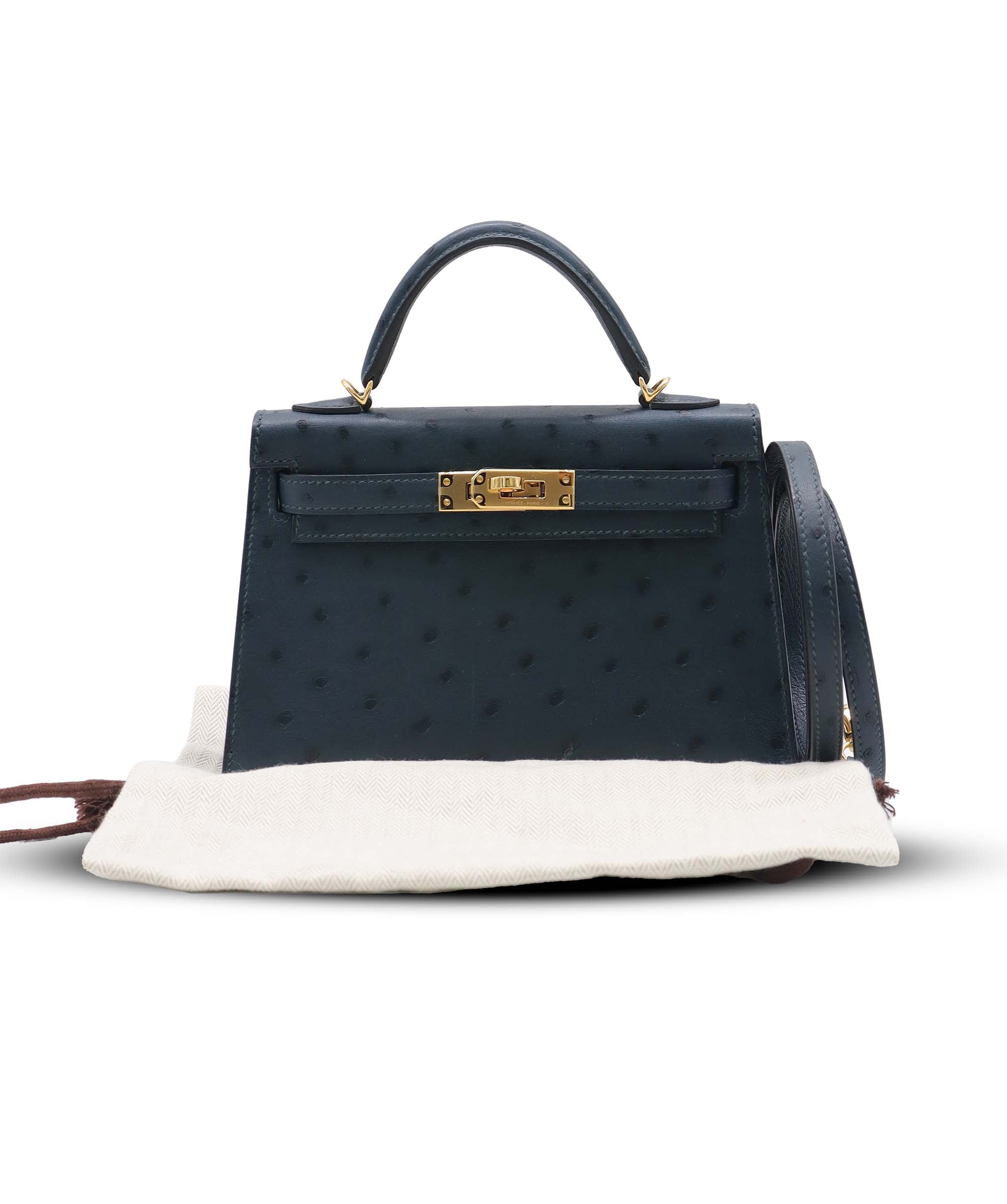 HERMES MINI KELLY VERT MANGROVE OSTRICH ASC7289