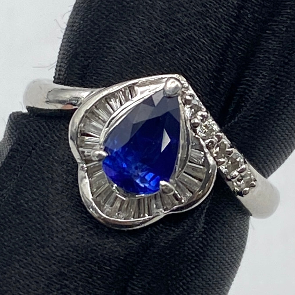 50314 Pt900 sapphire ring S0.84 D0.26 5.83g US5.75
