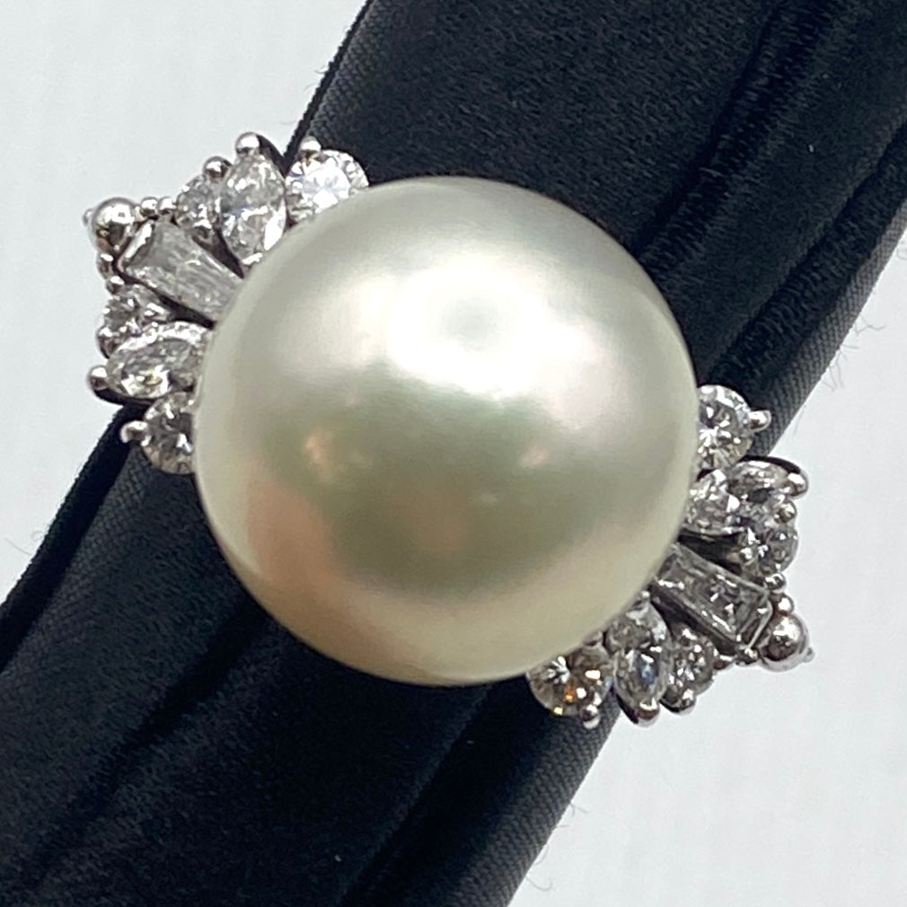 50419 Pt900 White Butterfly Pearl Ring HWP14.7㎜ D0.81 Aurora phoenix 12.5g Genuine scientific research US8