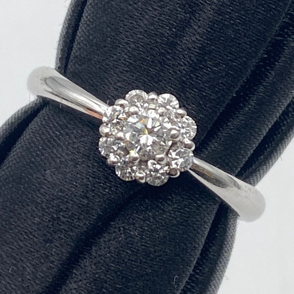 50312 K18WG diamond ring D0.10 D0.15 3g US5.25