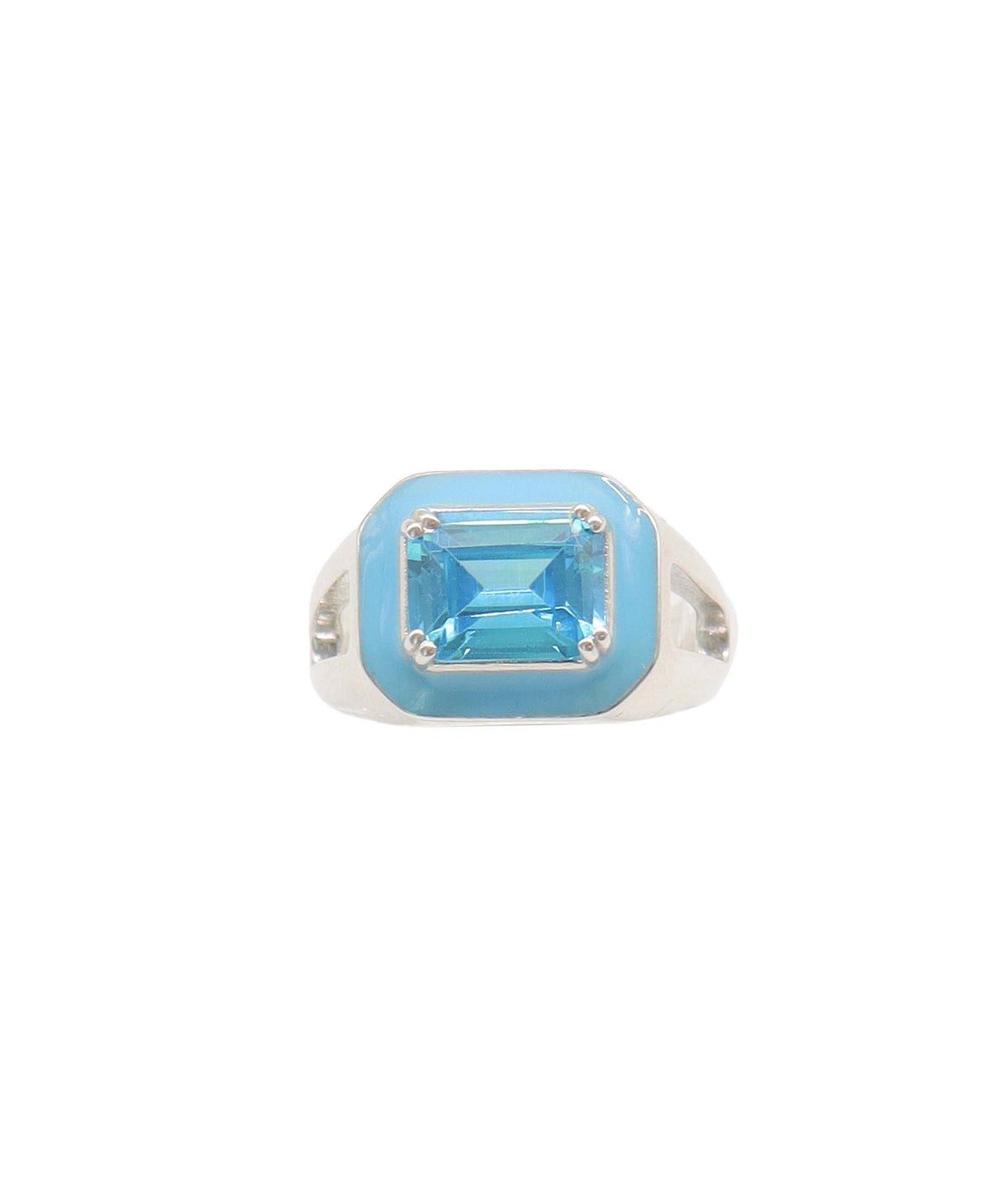 Aspis - 1.65crts Blue Topaz Emerald Signet Ring HOA003