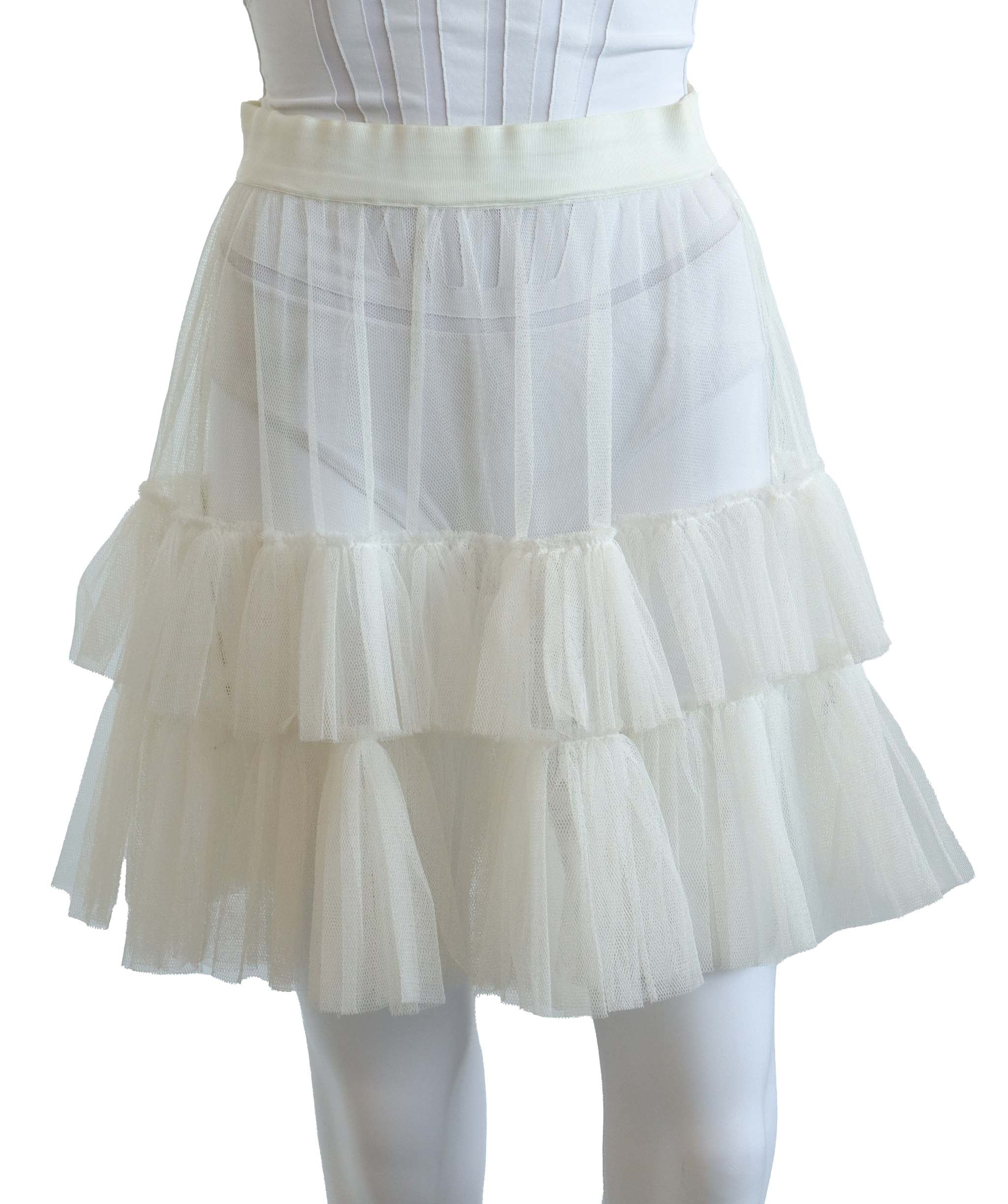 ZIMMERMANN MESH SKIRT WHITE SIZE 1 ASC7265
