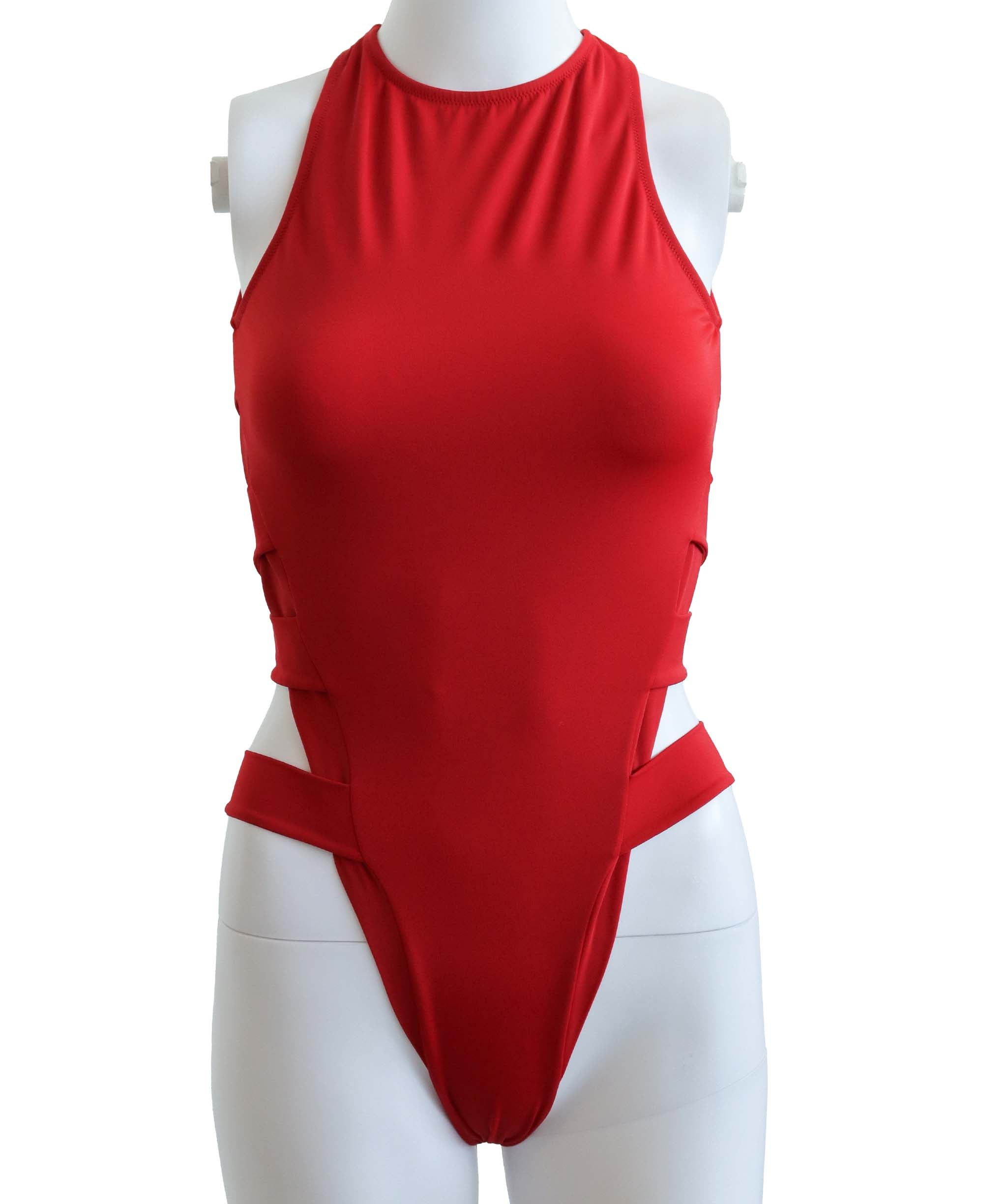 OYE CUTOUT SWIMSUIT RED SIZE S ASC7274