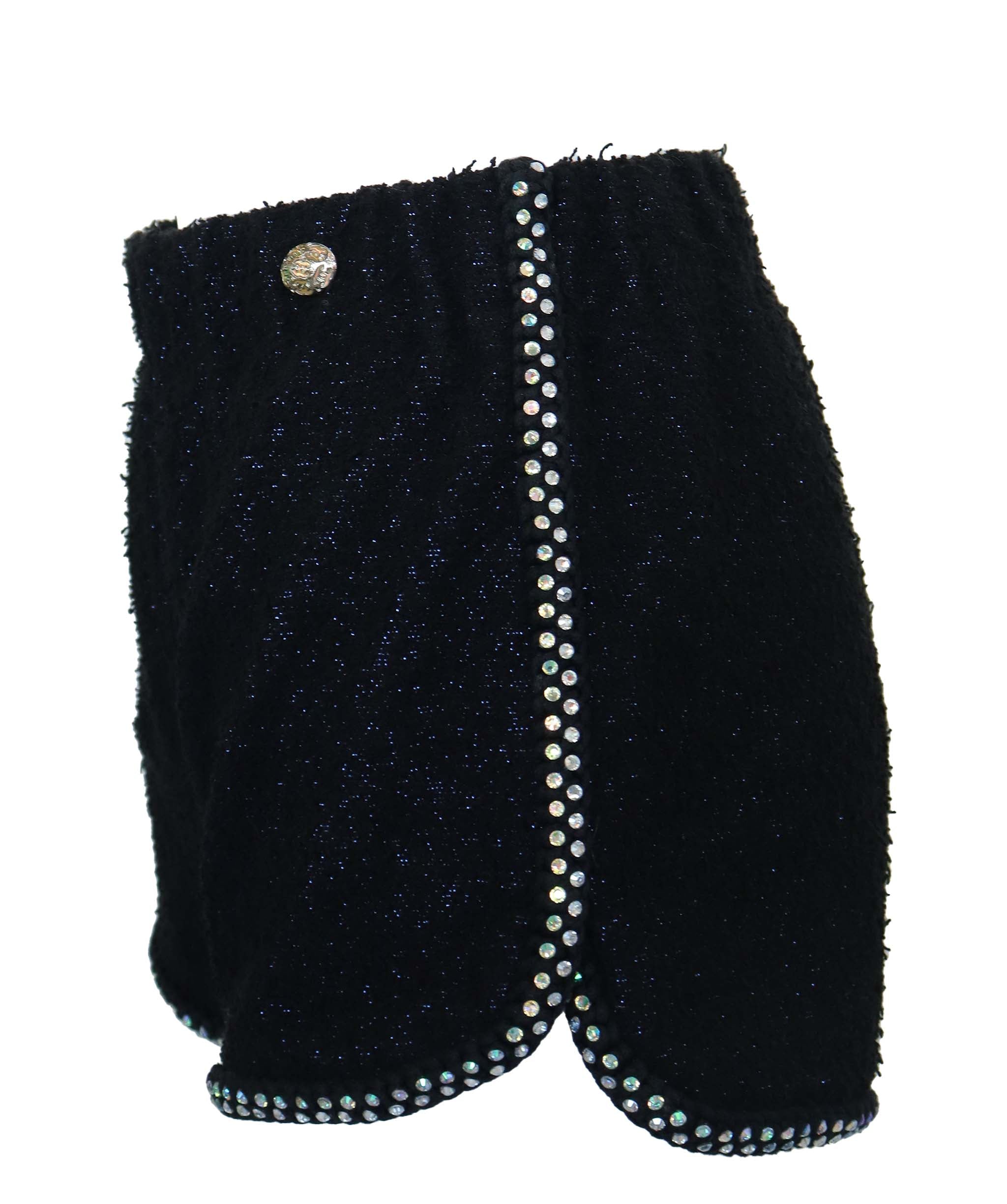 CHANEL BLACK TWEED SHORT BLACK SIZE 34 ASC7263
