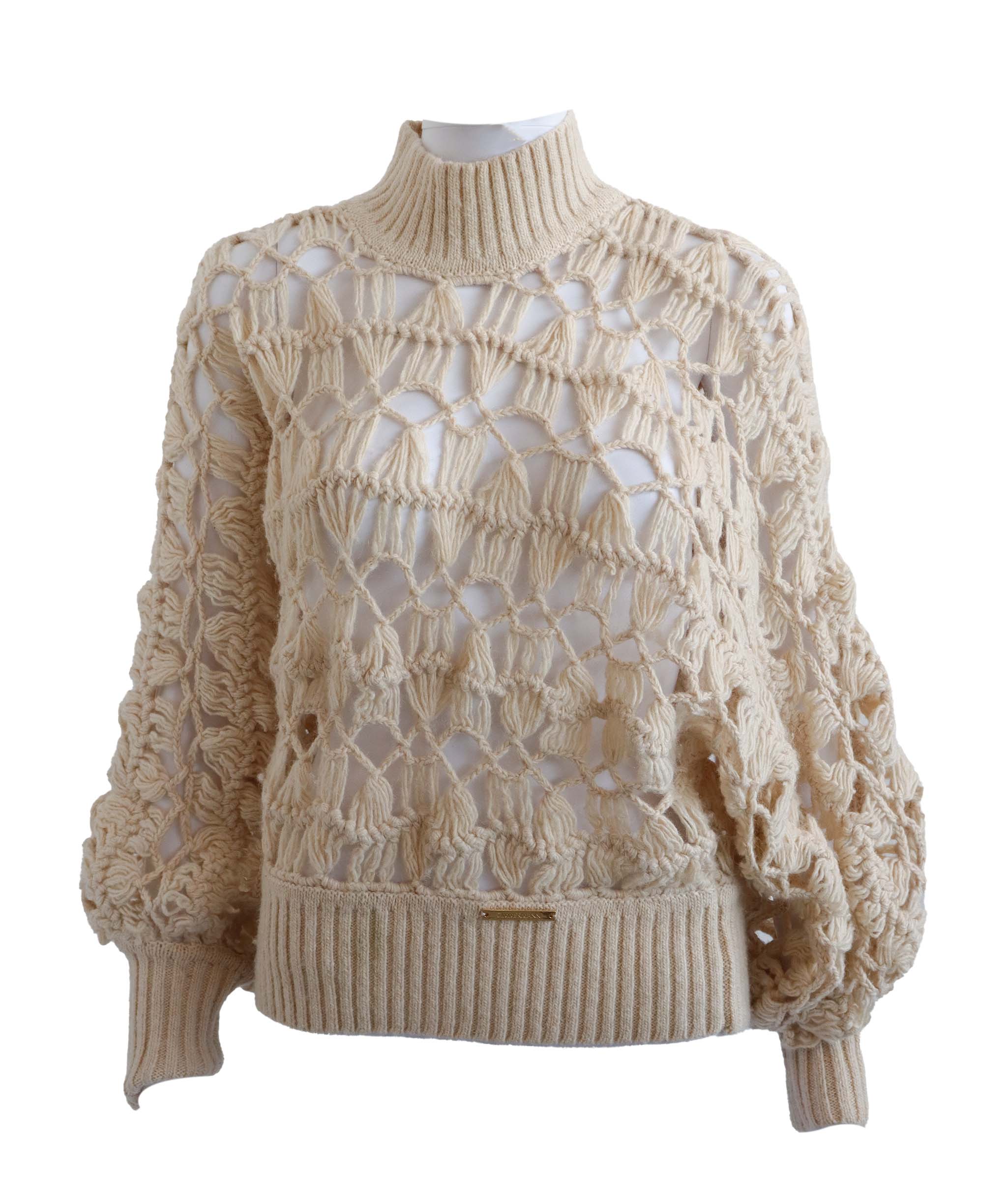 ZIMMERMANN CONCERT CREAM OPEN-KNIT WOOL BLEND JUMPER CREAM ASC7272