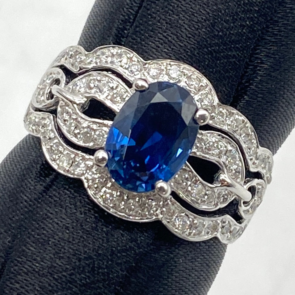 25-35687-0 K18WG Sapphire Ring SA 1.80 DA 0.35 4.3g Others Normal
