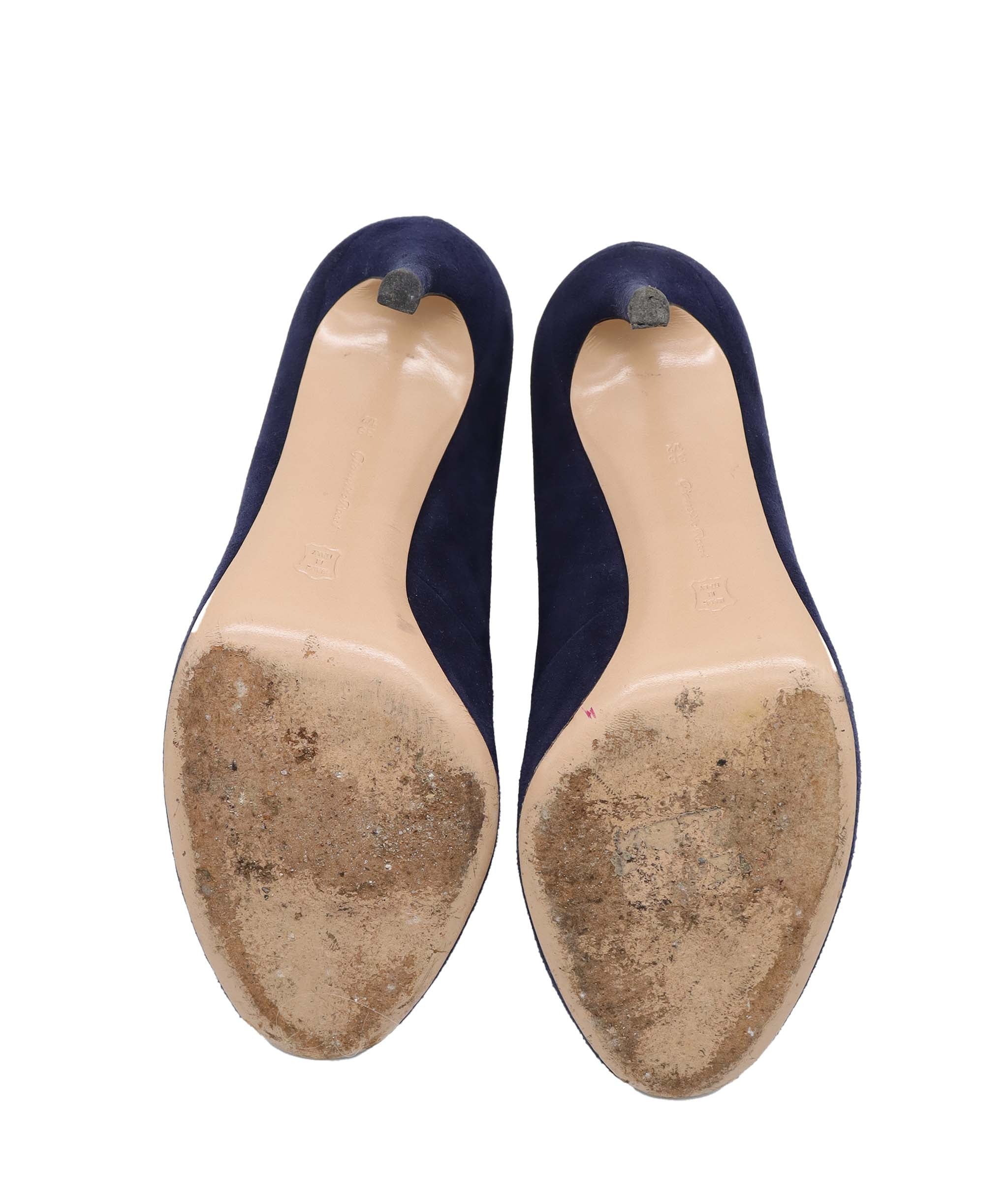 GIANVITO ROSSI PEEP-TOE BLUE SUEDE SIZE 38 1/2 ASC7294