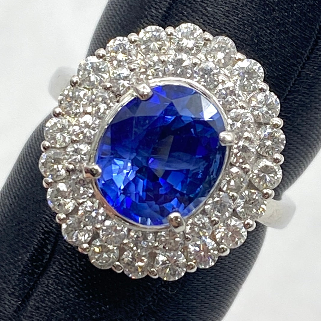 24-61970-0 PT950 Sapphire Ring SA 2.844 DA 1.09 9.3g GRJ