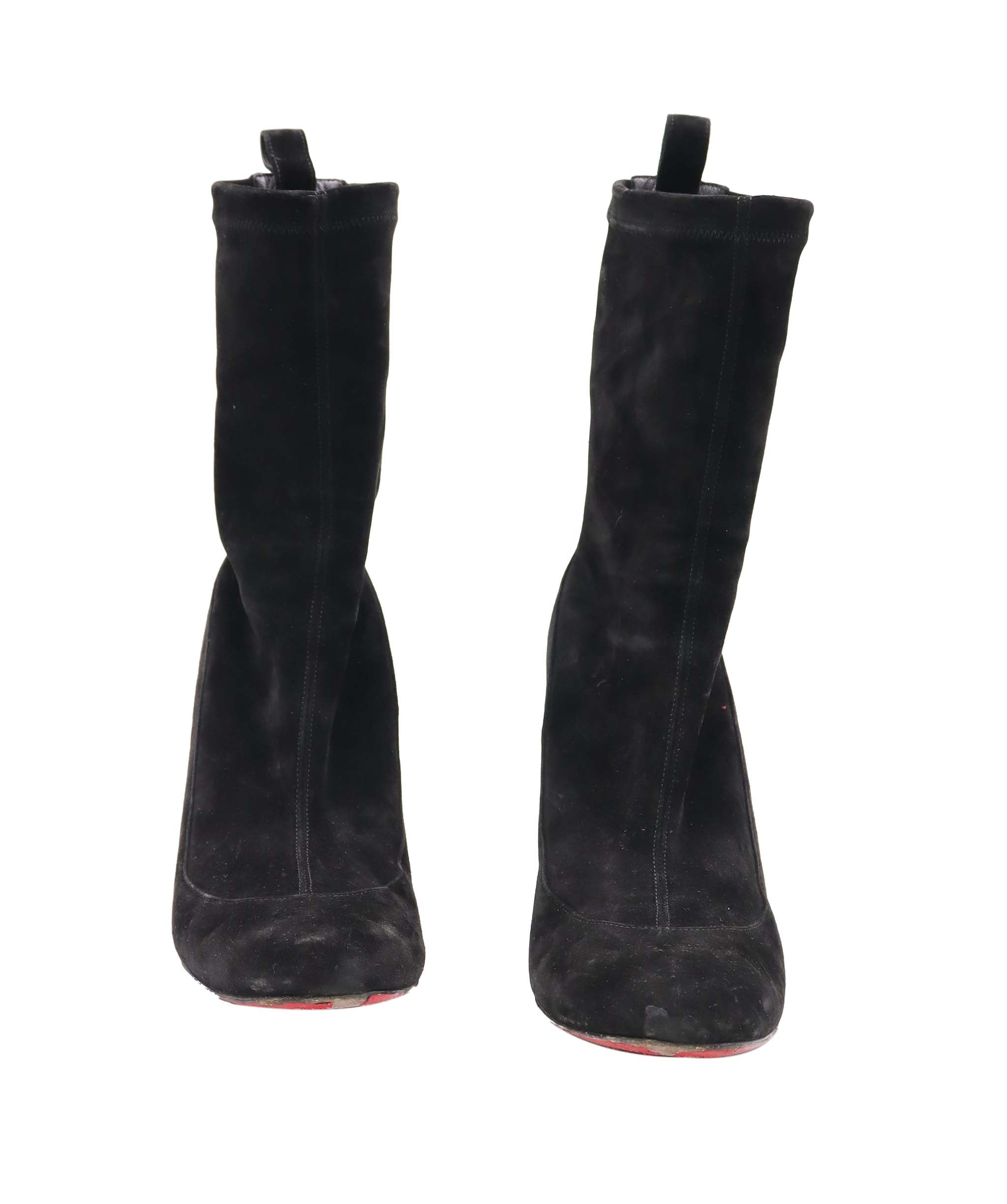 CHRISTIAN LOUBOUTIN GENA 85 ANLE BOOTS BLACK SUEDE SIZE 38 1/2 ASC7305