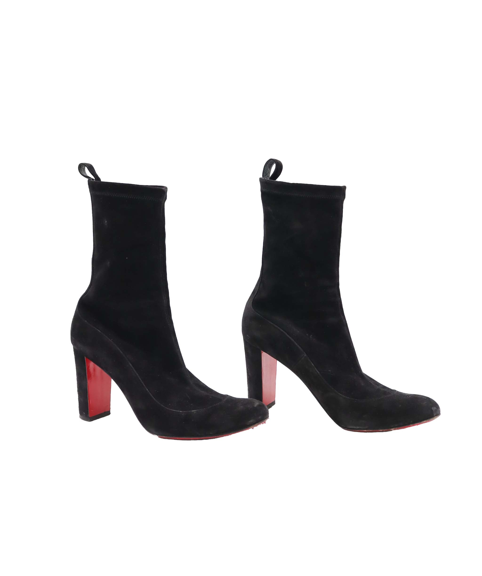 CHRISTIAN LOUBOUTIN GENA 85 ANLE BOOTS BLACK SUEDE SIZE 38 1/2 ASC7305