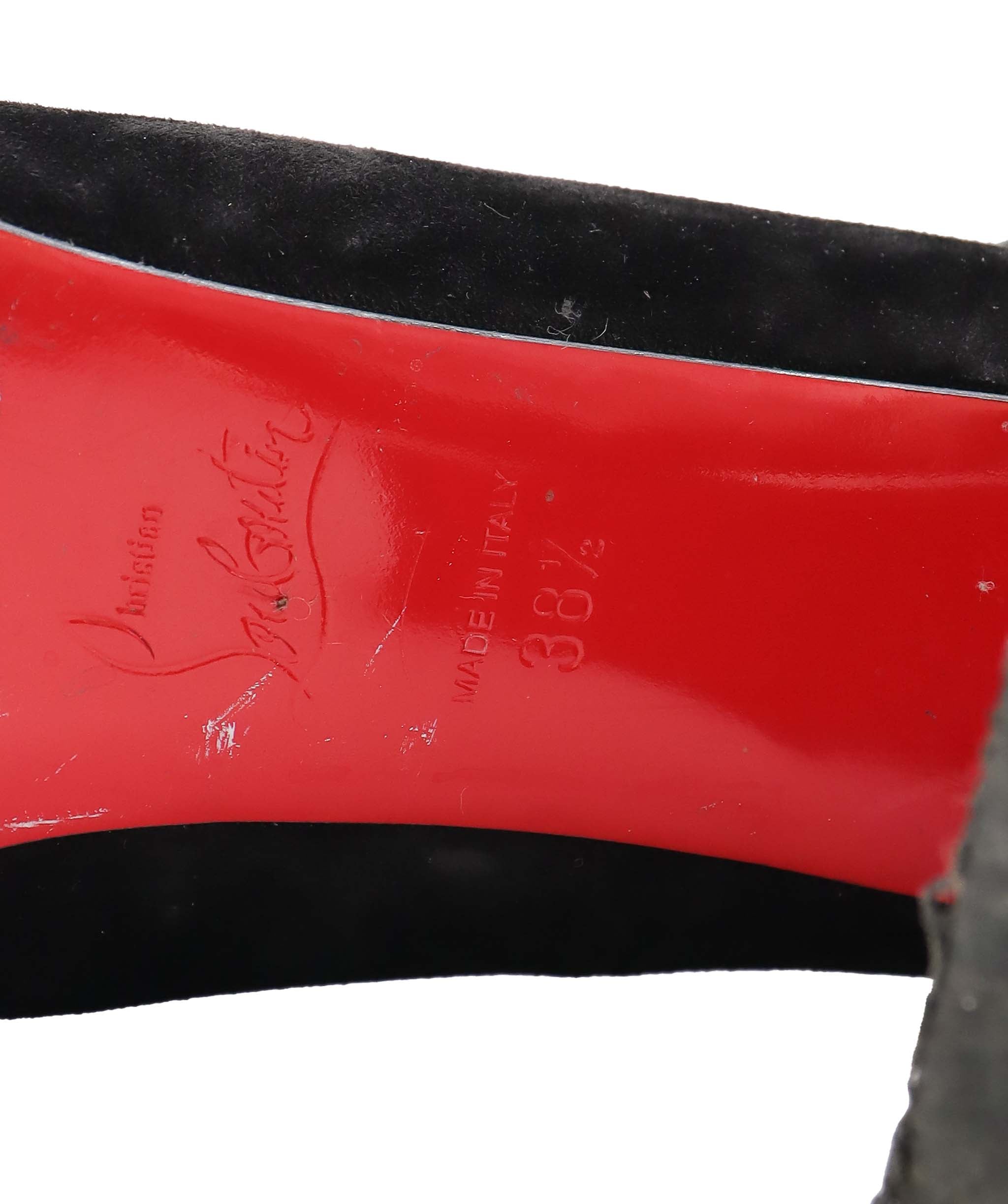 CHRISTIAN LOUBOUTIN GENA 85 ANLE BOOTS BLACK SUEDE SIZE 38 1/2 ASC7305