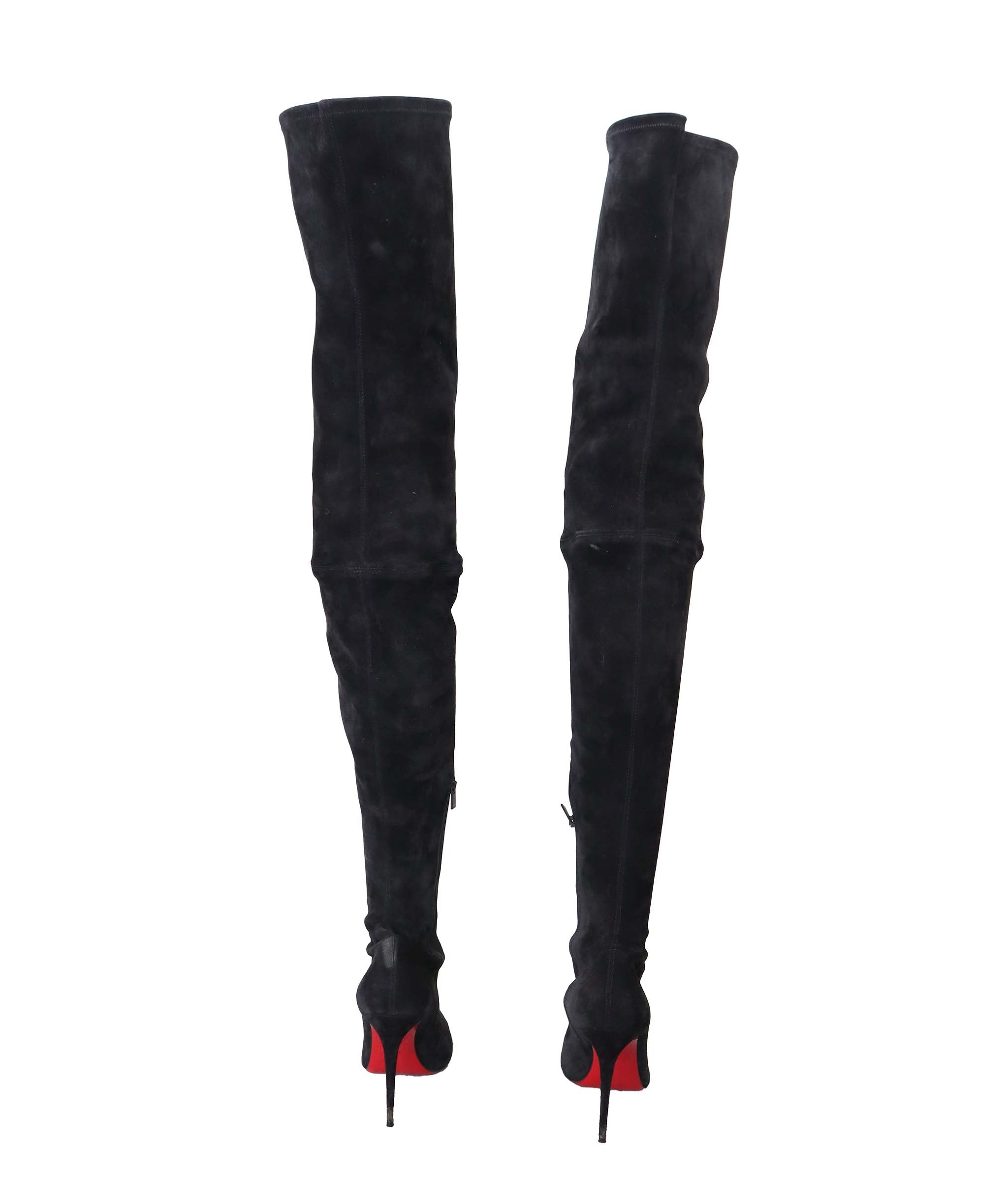 CHRISTIAN LOUBOUTIN OVER THE KNEE BOOTS BLACK SUEDE SIZE 39 ASC7301