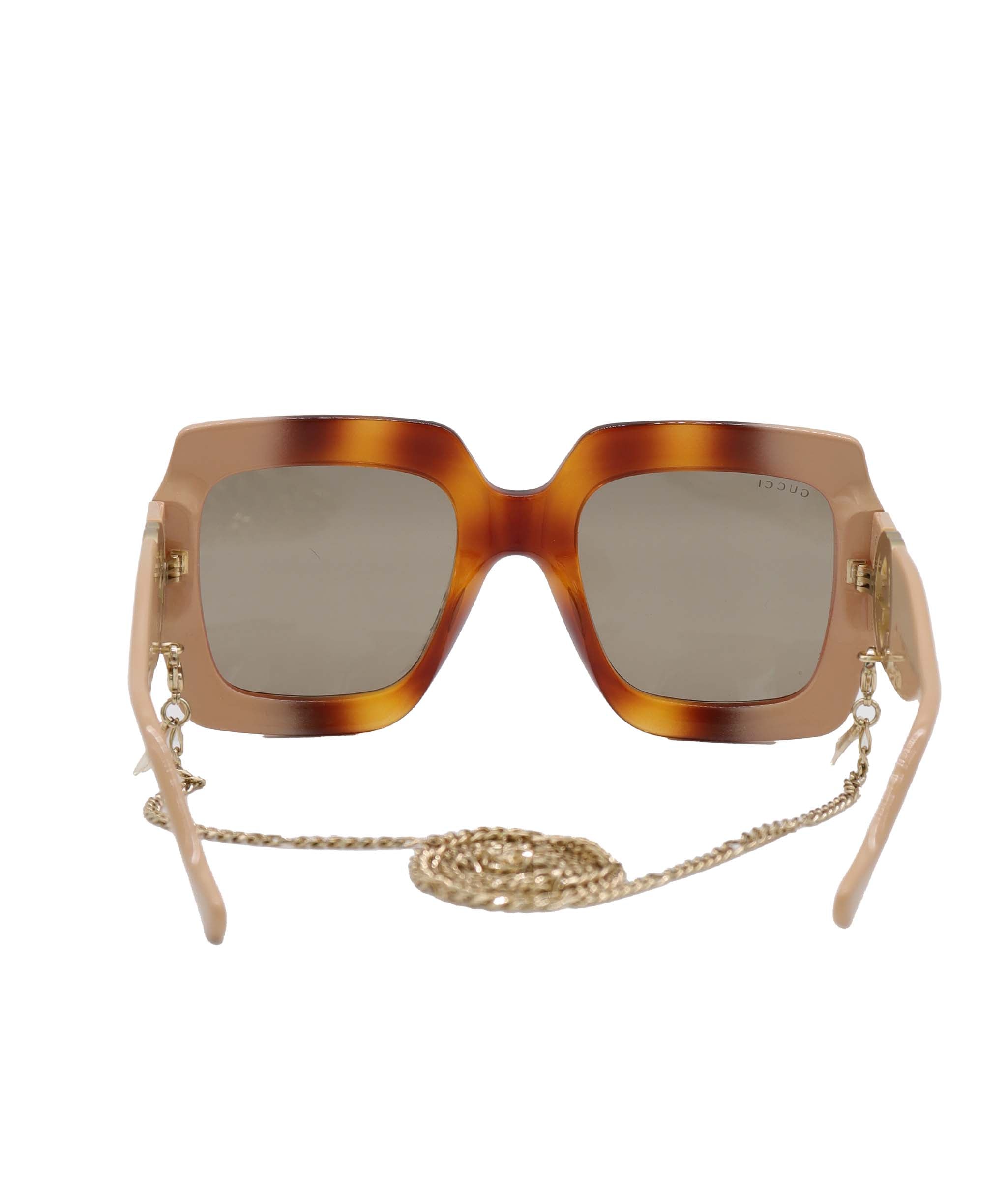 GUCCI SUNGLASSES WITH GOLD CHAIN NUDE-BROWN GRADIENT ASC7311