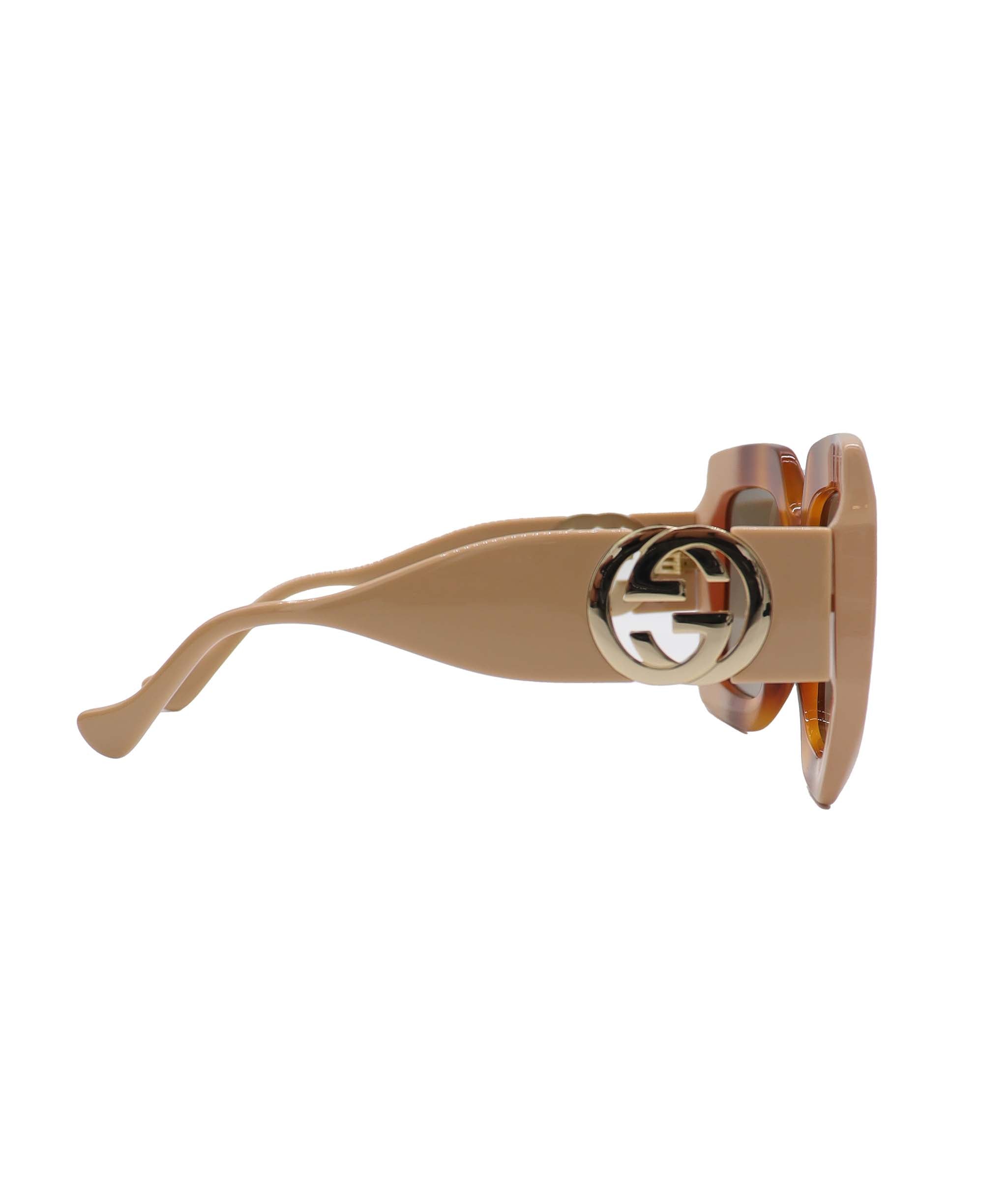 GUCCI SUNGLASSES WITH GOLD CHAIN NUDE-BROWN GRADIENT ASC7311