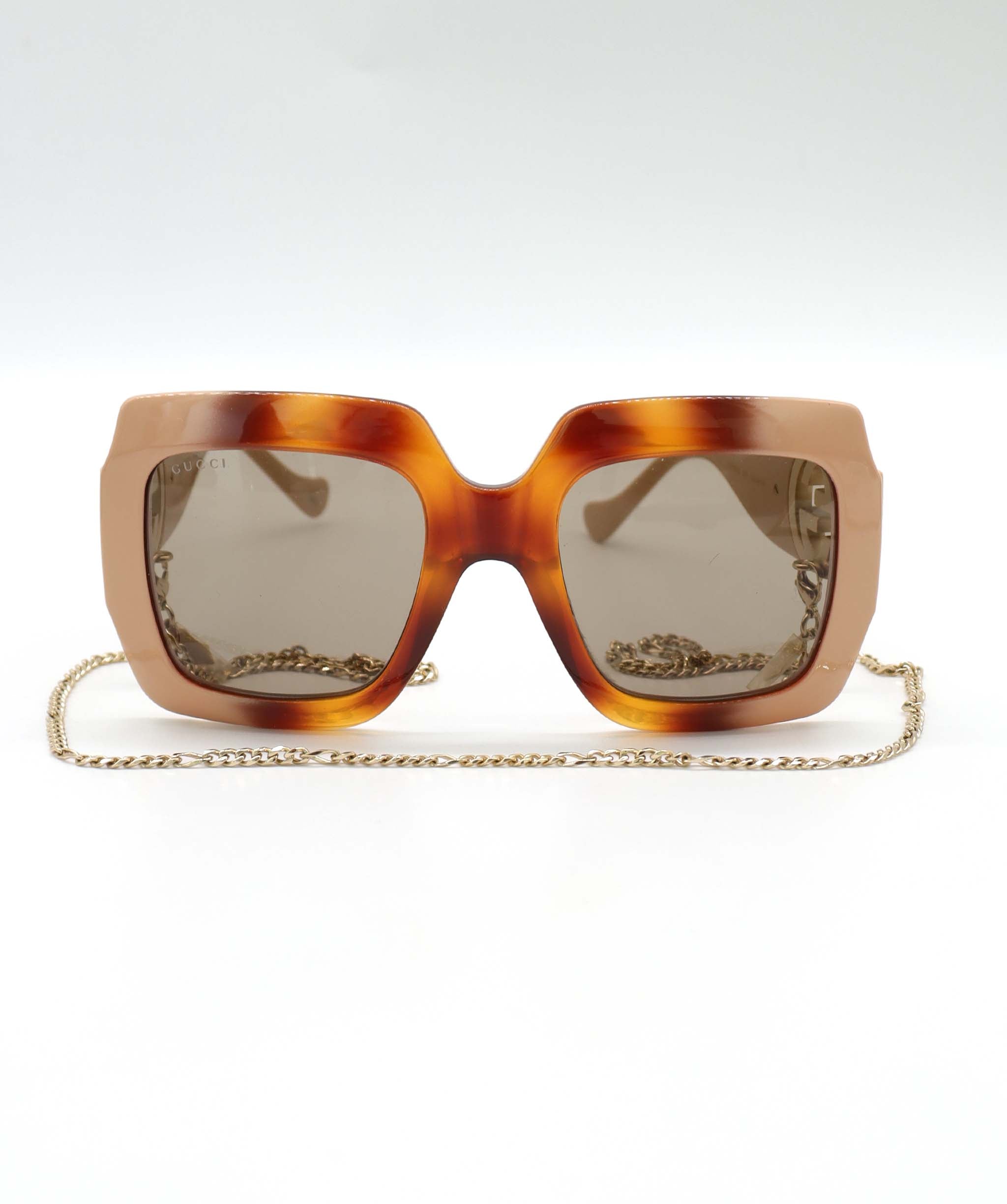 GUCCI SUNGLASSES WITH GOLD CHAIN NUDE-BROWN GRADIENT ASC7311