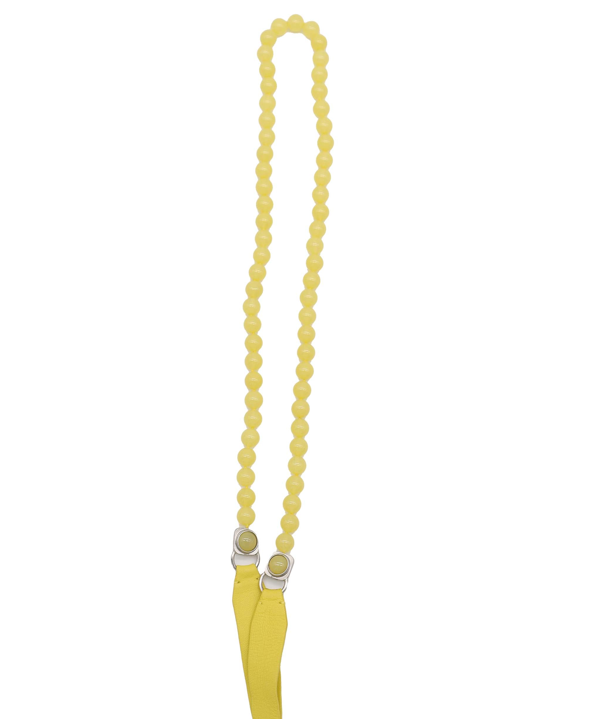 CHANEL LEATHER PEARL BELT YELLOW YELLOW ASC7313
