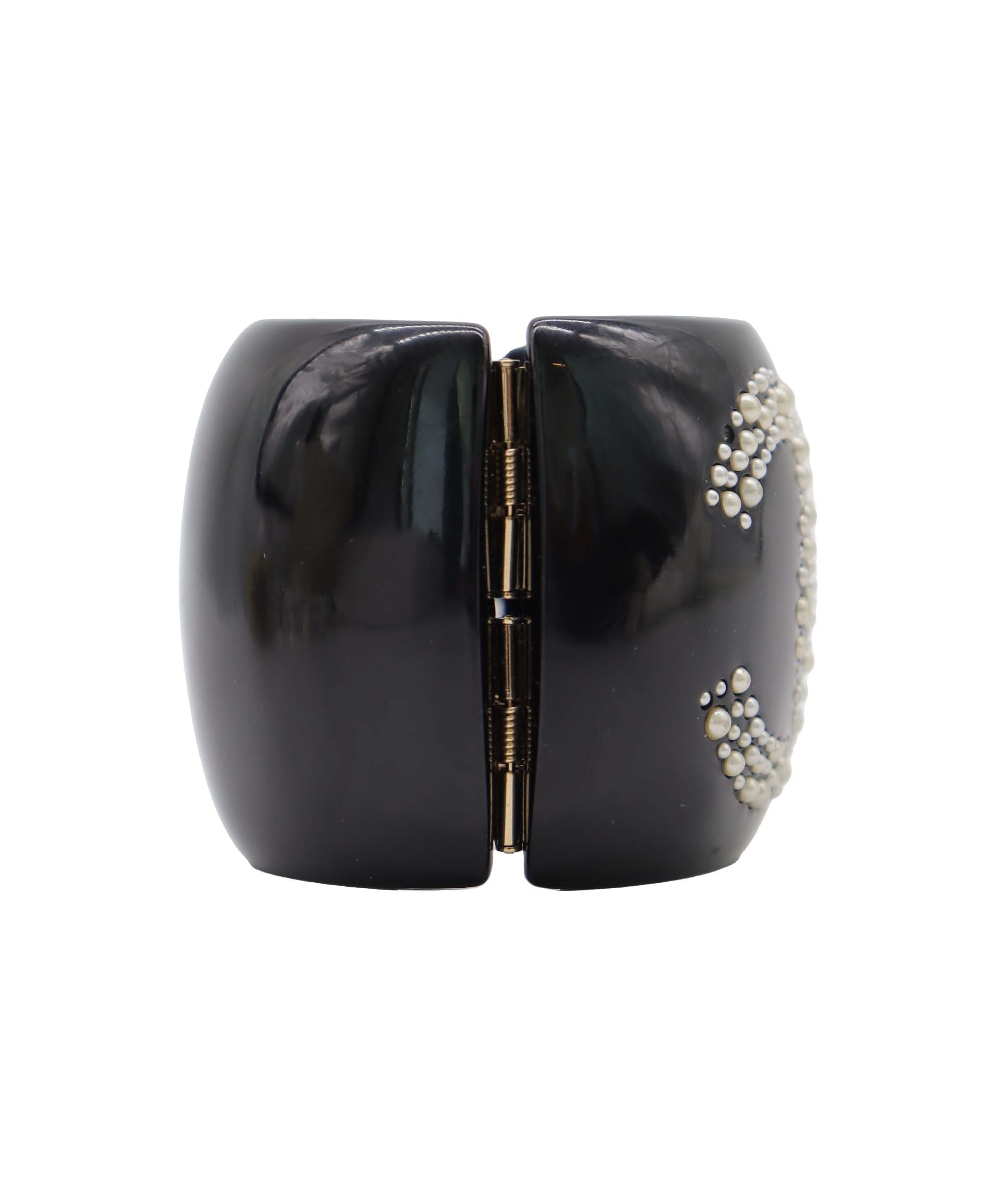CHANEL BLACK RESIN CC CUFF BRACELET BLACK ASC7322