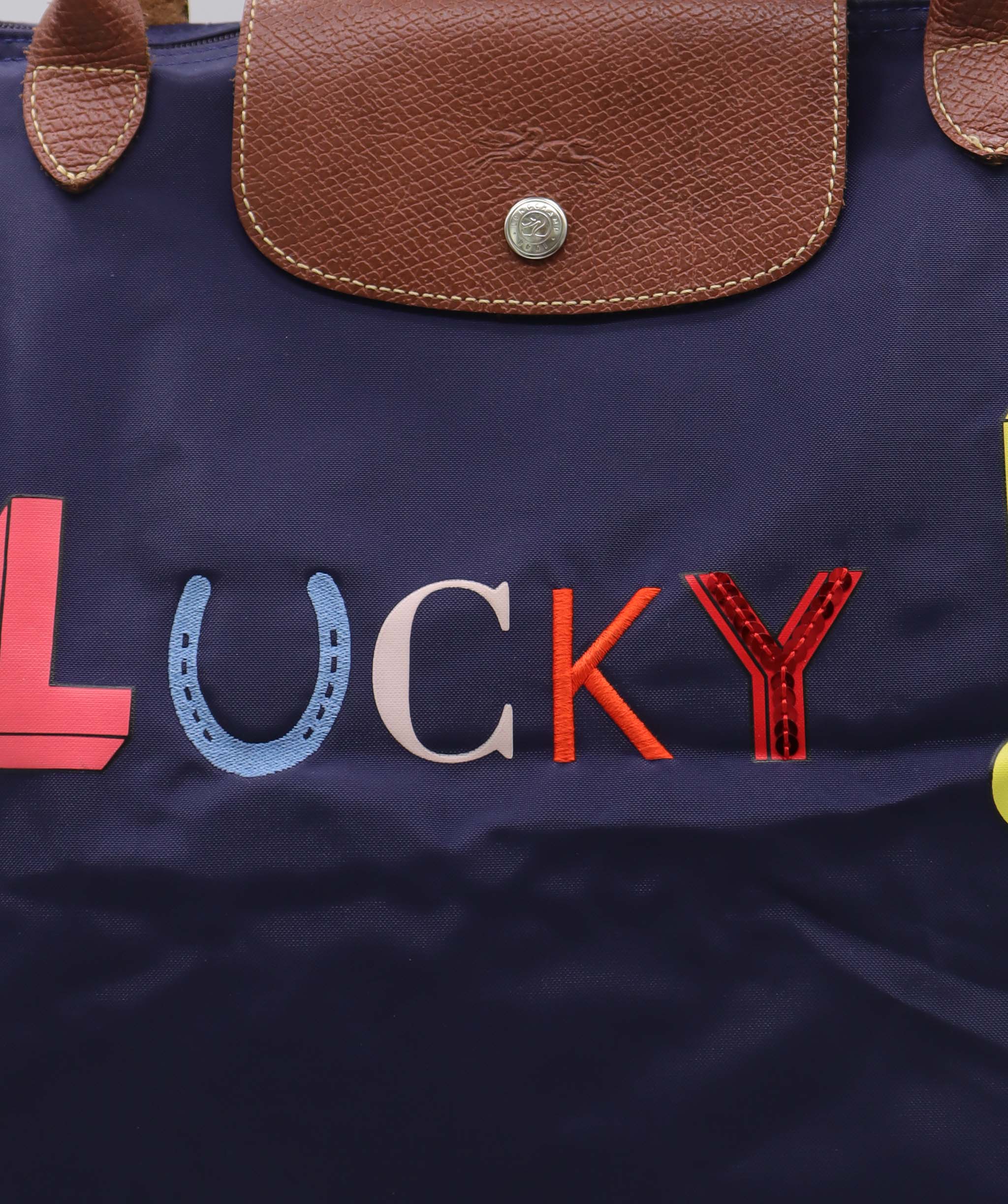 LUCKY LONGCHAMP LUCKY TOTE BAG NAVY BLUE ASC7281