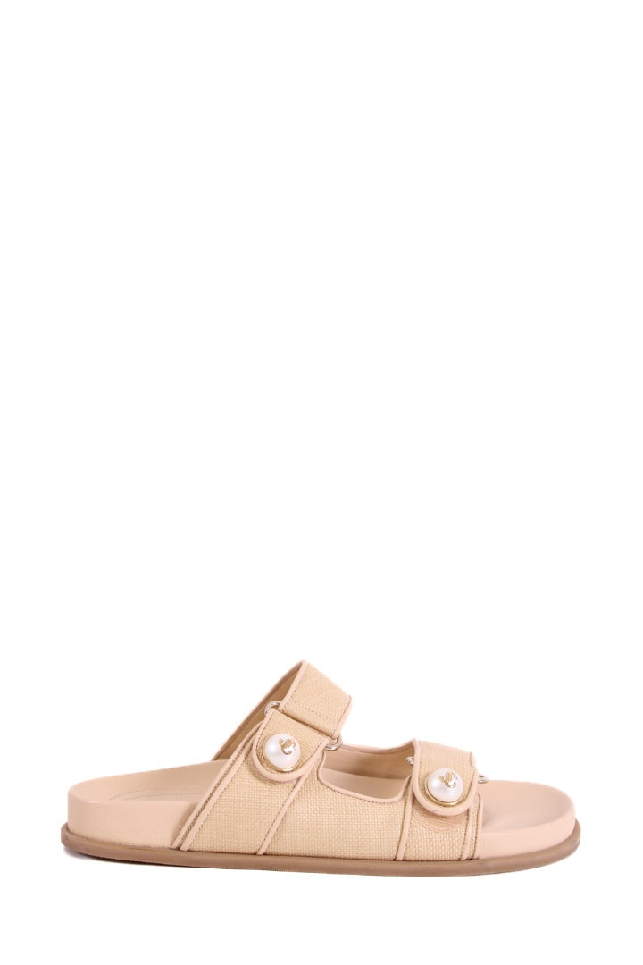Jimmy Choo Fayence Raffia Sandal Cream 38