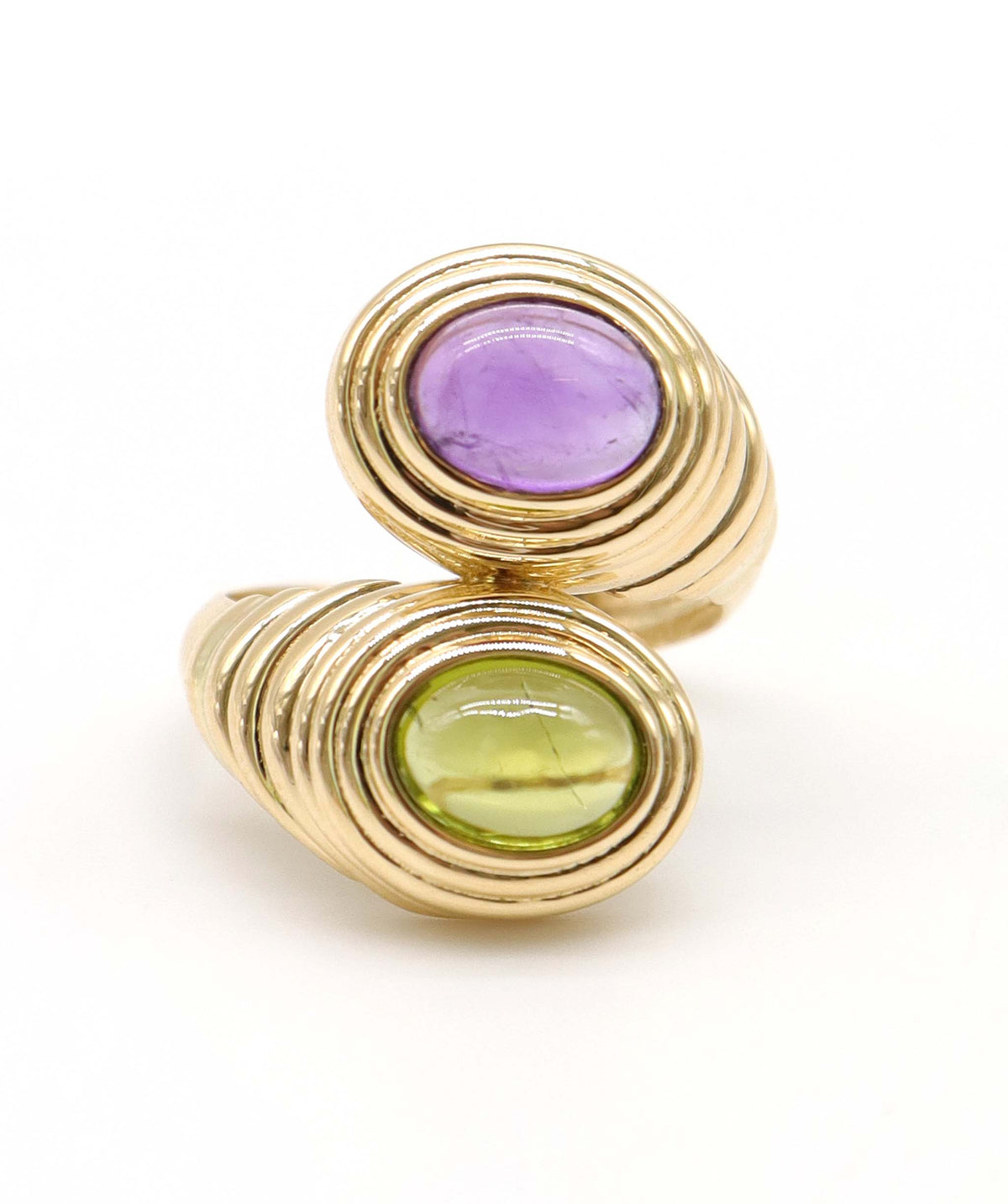 1.9ct Amethyst & 1.3ct Peridot Cabochon Oval in 18k Moi et toi Ring DXBS6776