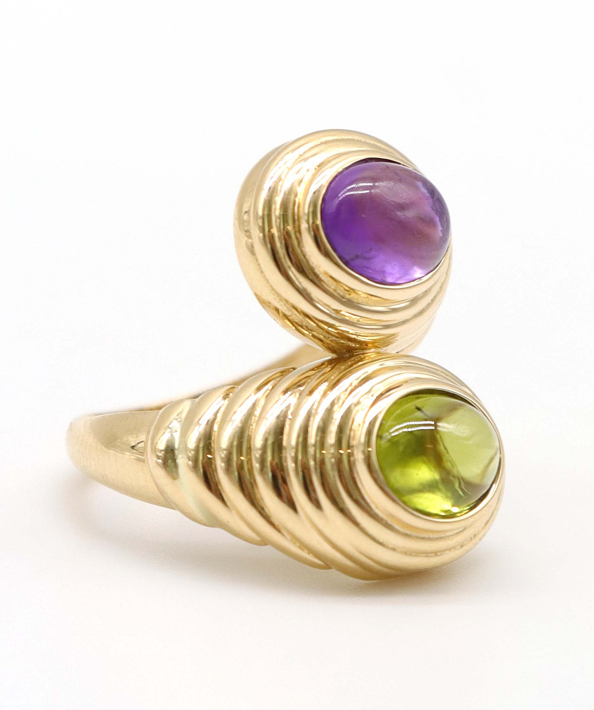 1.9ct Amethyst & 1.3ct Peridot Cabochon Oval in 18k Moi et toi Ring DXBS6776
