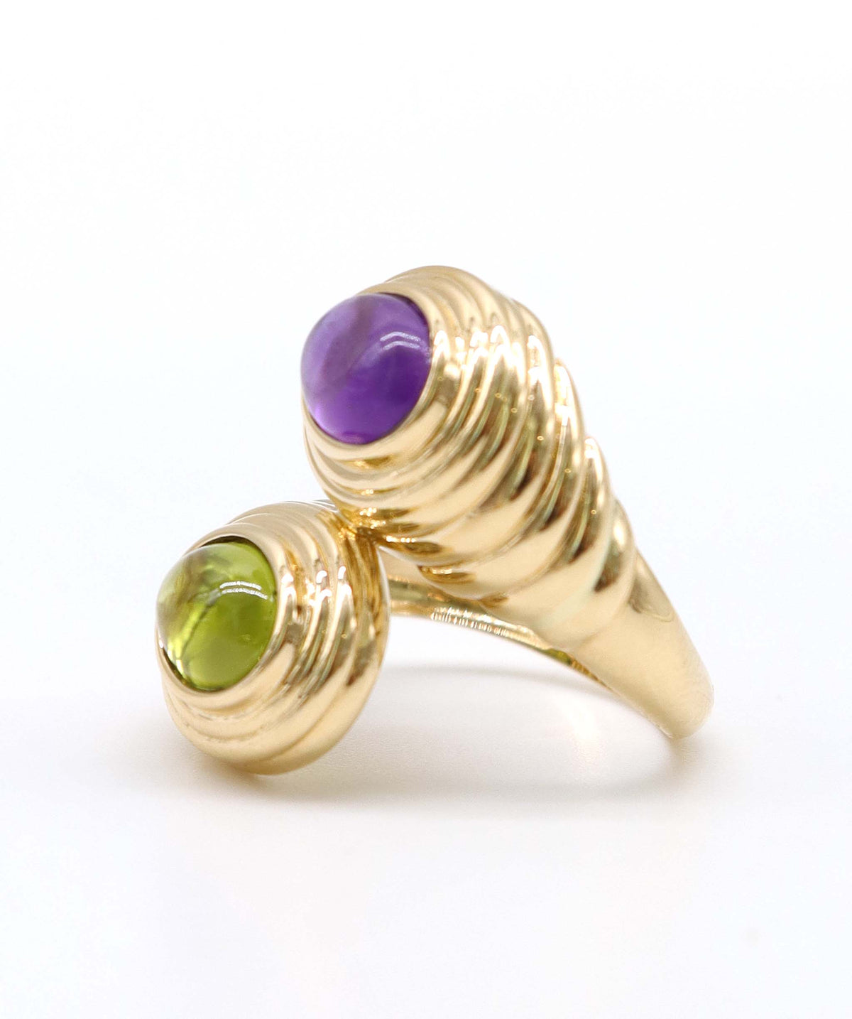 1.9ct Amethyst & 1.3ct Peridot Cabochon Oval in 18k Moi et toi Ring DXBS6776