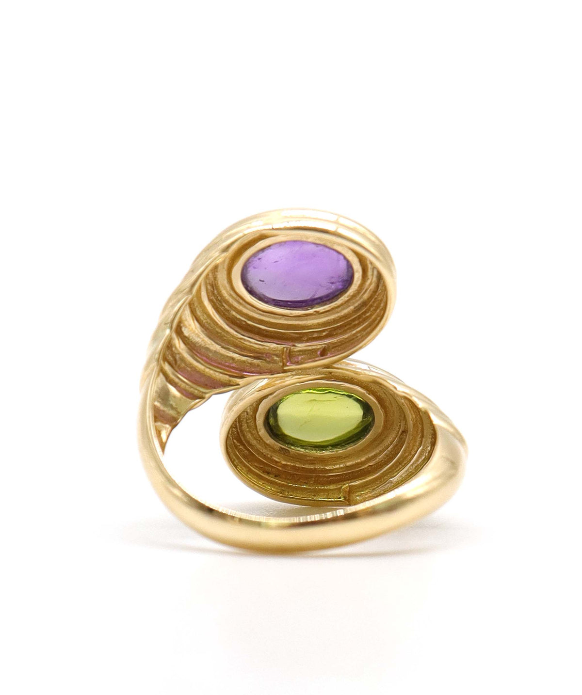 1.9ct Amethyst & 1.3ct Peridot Cabochon Oval in 18k Moi et toi Ring DXBS6776