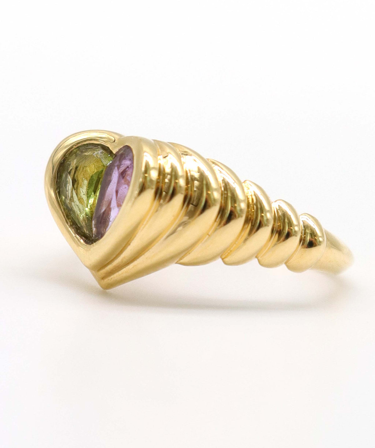 18K Yellow Gold , 1.6ct Amethyst & Peridot Heart Ring DXBS6775