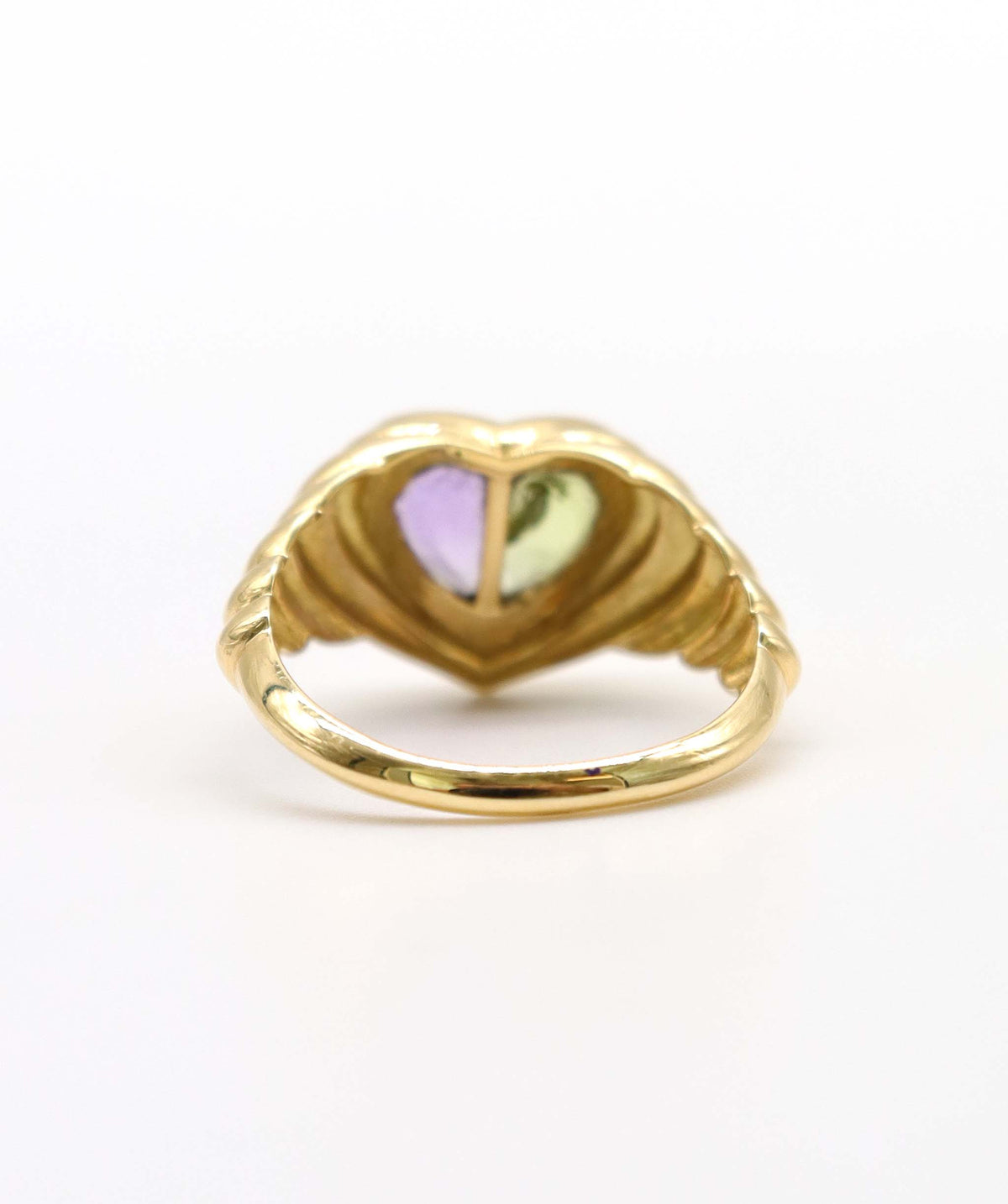 18K Yellow Gold , 1.6ct Amethyst & Peridot Heart Ring DXBS6775