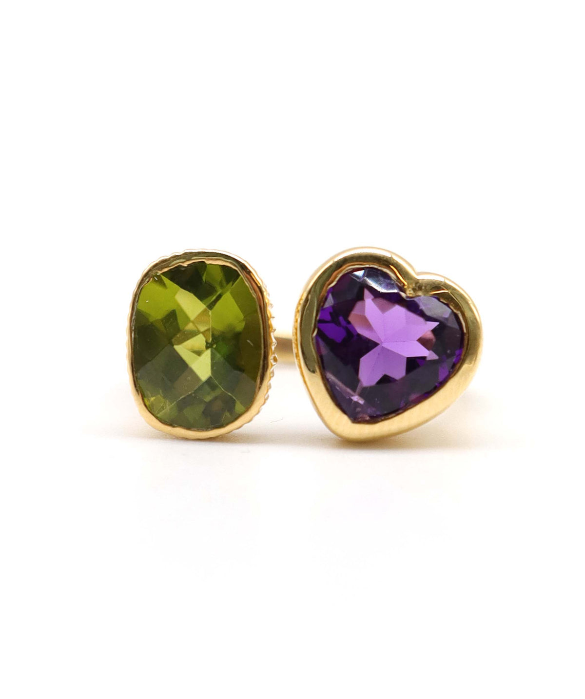 Siver Moi et Toi Amethyst & Peridot Ring DXBS6862