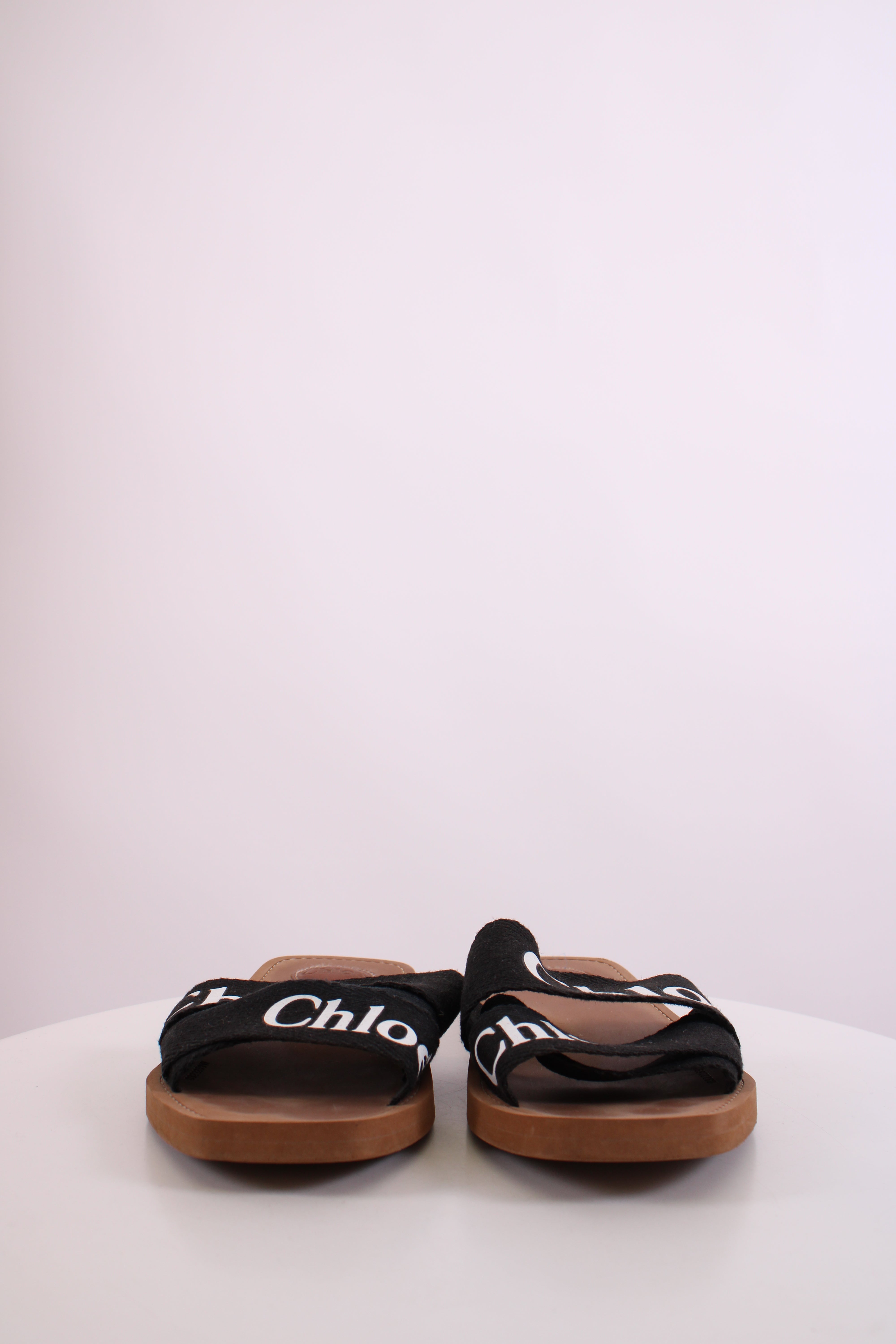 Chloe Woody Logo Mule Sandals Black 39