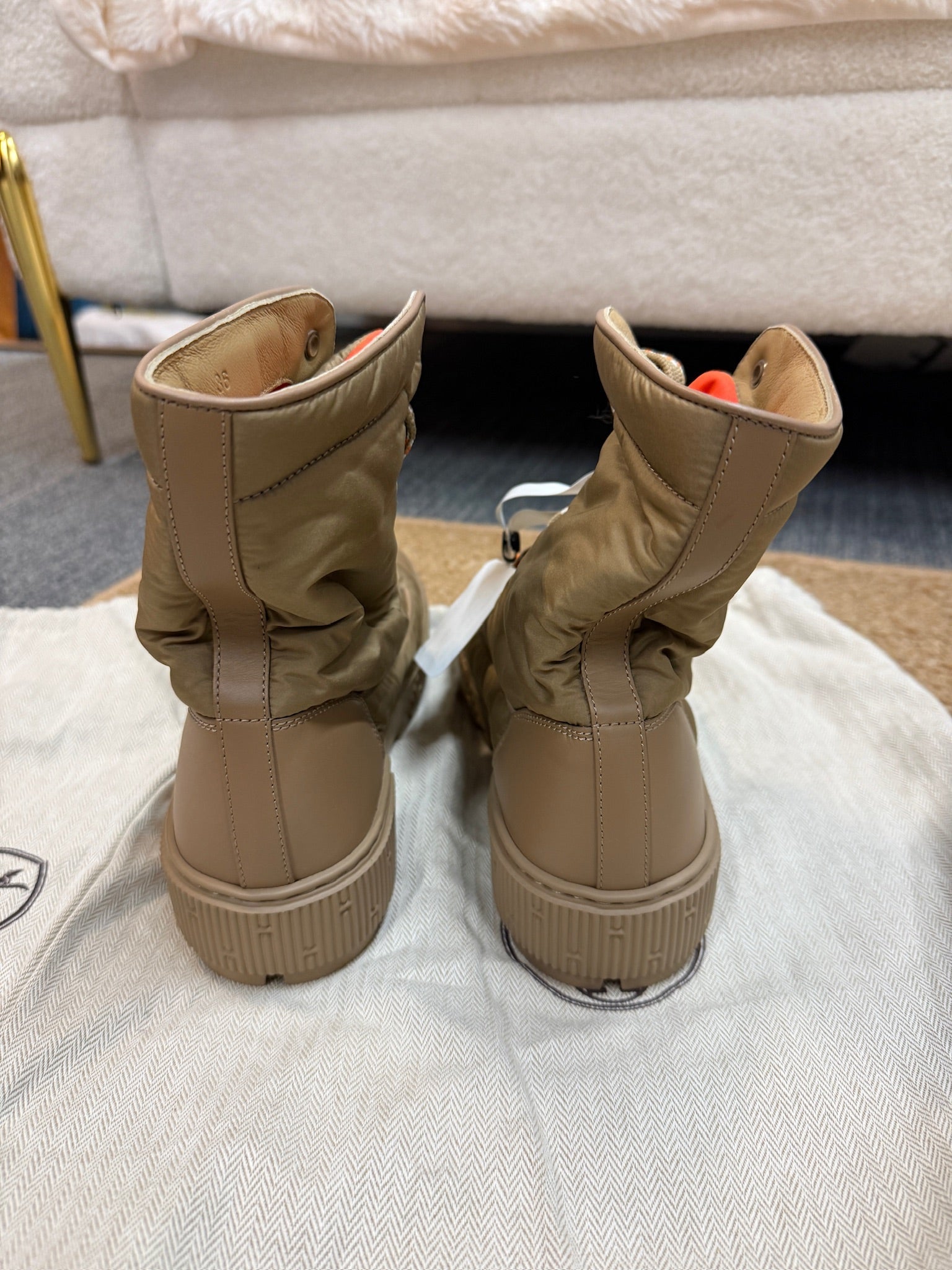 EU36 - Hermès Lace-Up Ankle Boots with Rubber Sole - NEW