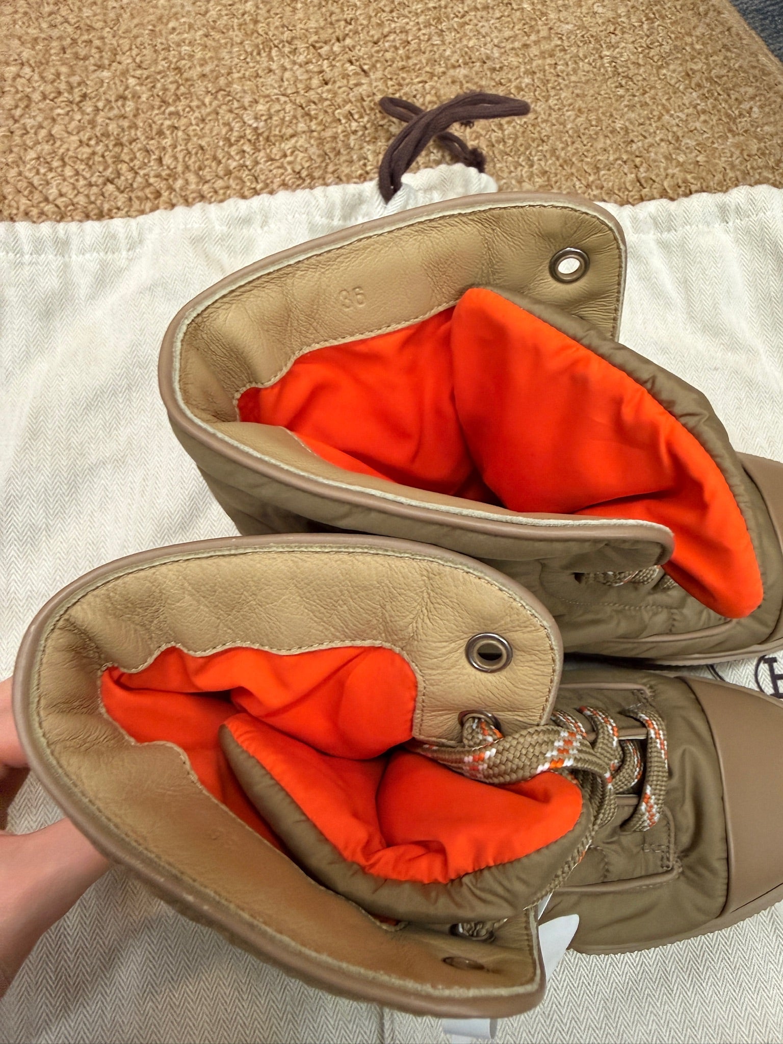 EU36 - Hermès Lace-Up Ankle Boots with Rubber Sole - NEW