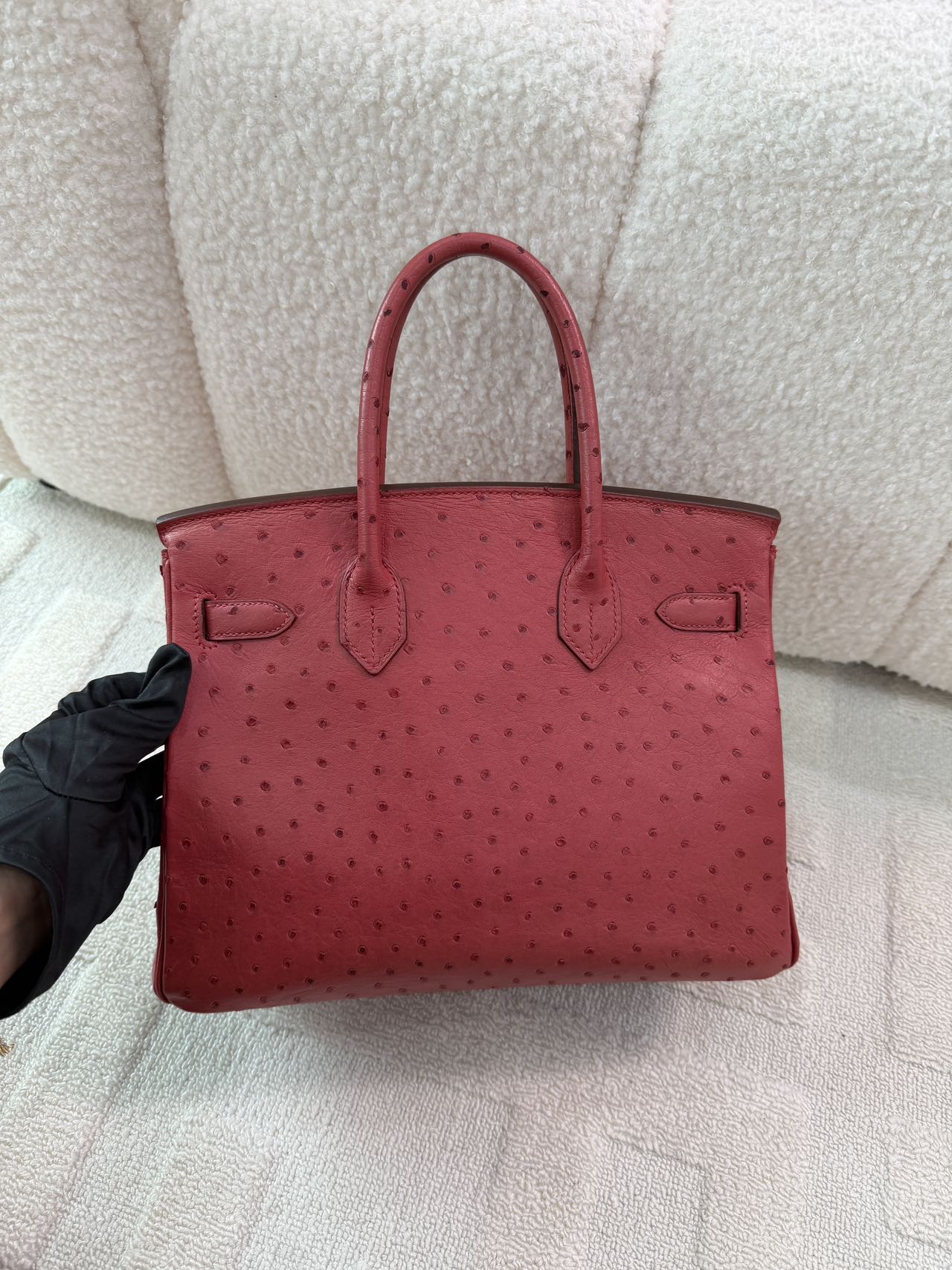 Hermès Birkin 30-Red Ostrich-PHW