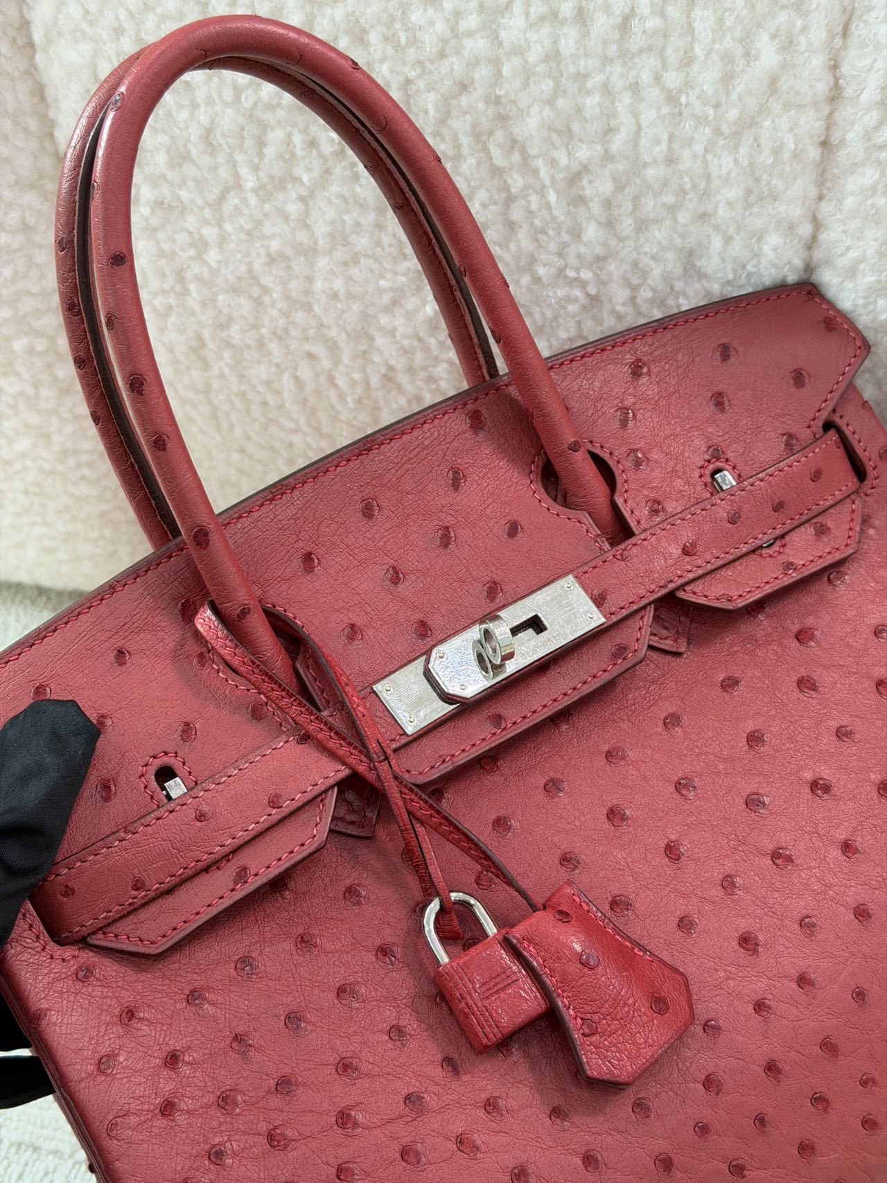 Hermès Birkin 30-Red Ostrich-PHW