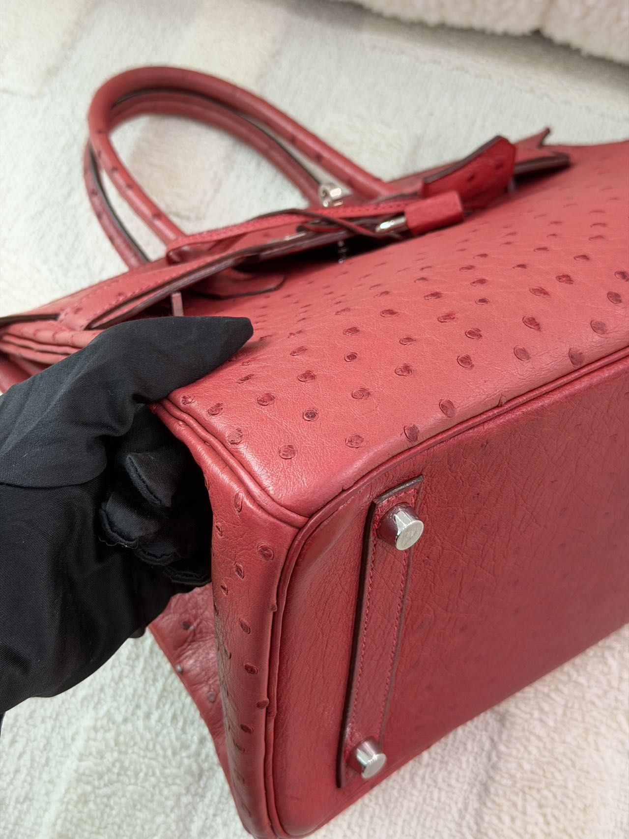 Hermès Birkin 30-Red Ostrich-PHW